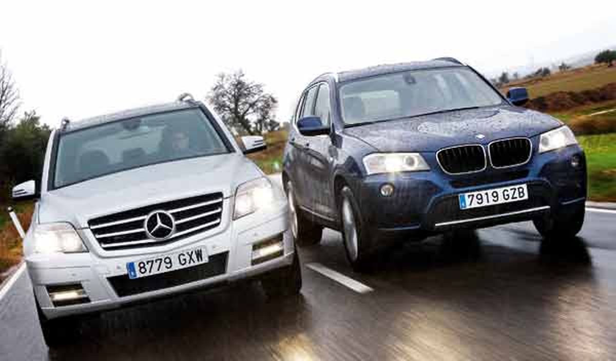 Mercedes-GLK-vs-BMW-X3-frontal-movimiento