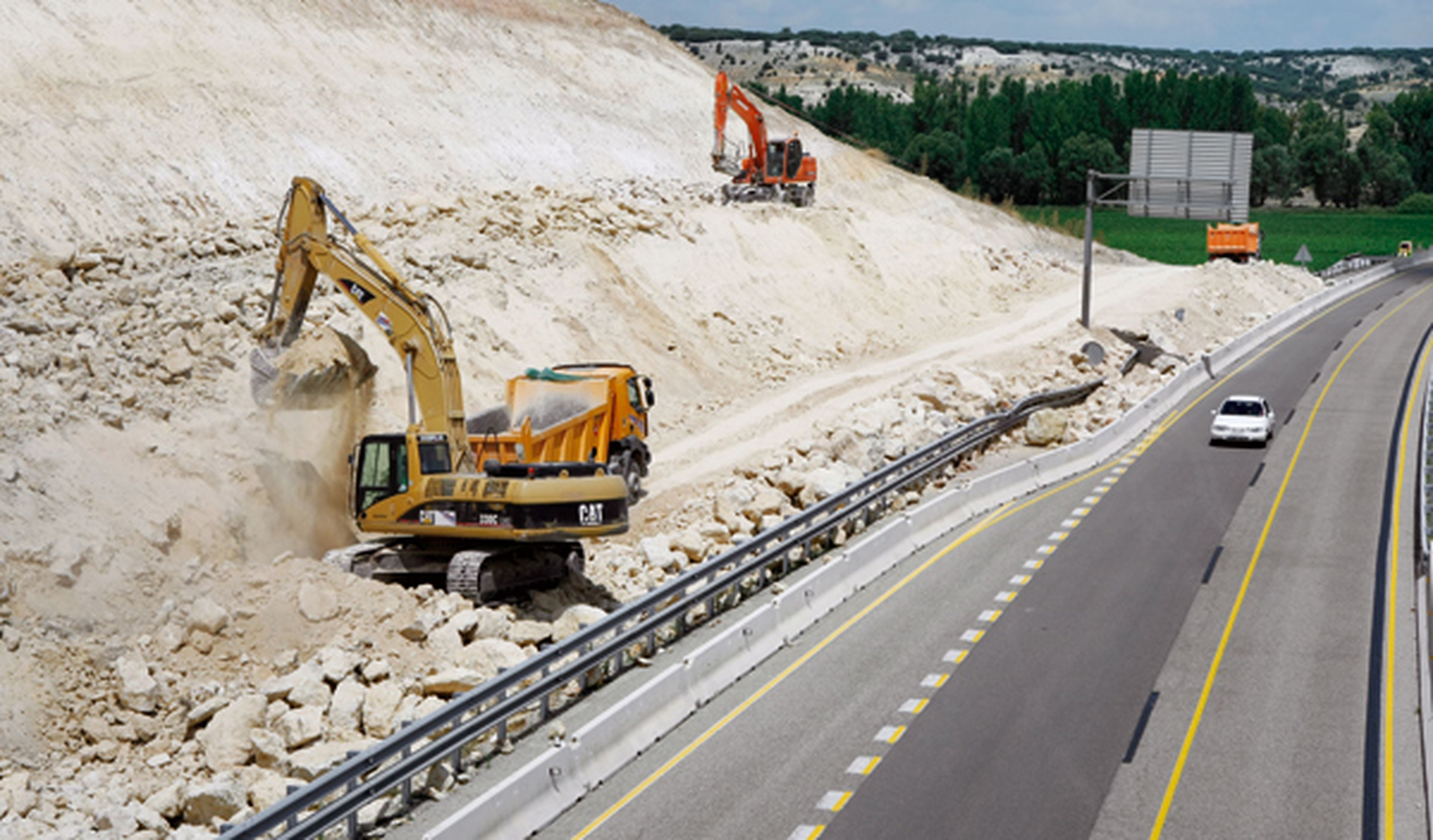 Una salida en obras de la carretera de Burgos A-1