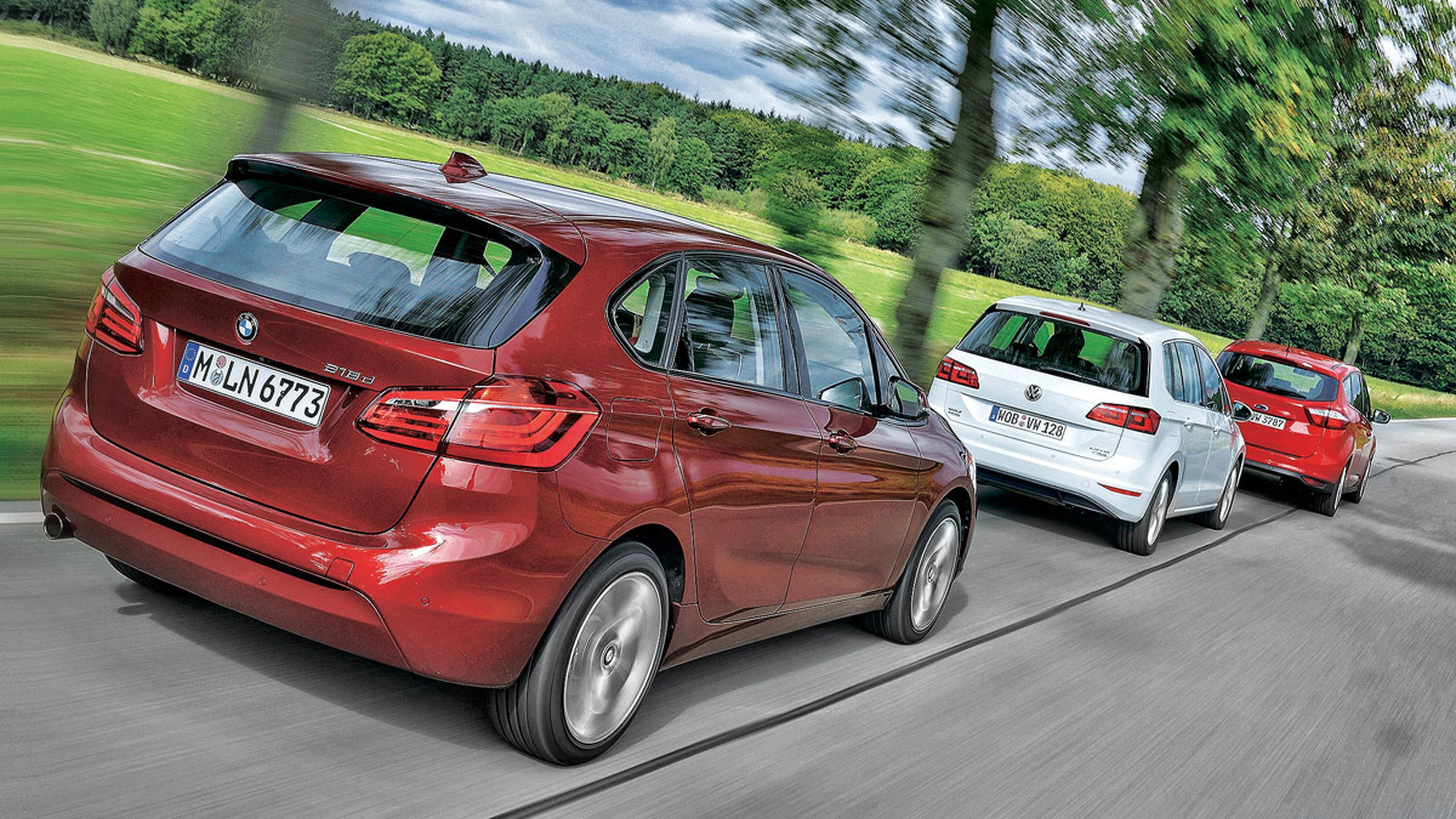 Comparativa: BMW 218d AT 'vs' Golf Sportsvan y Ford C-Max