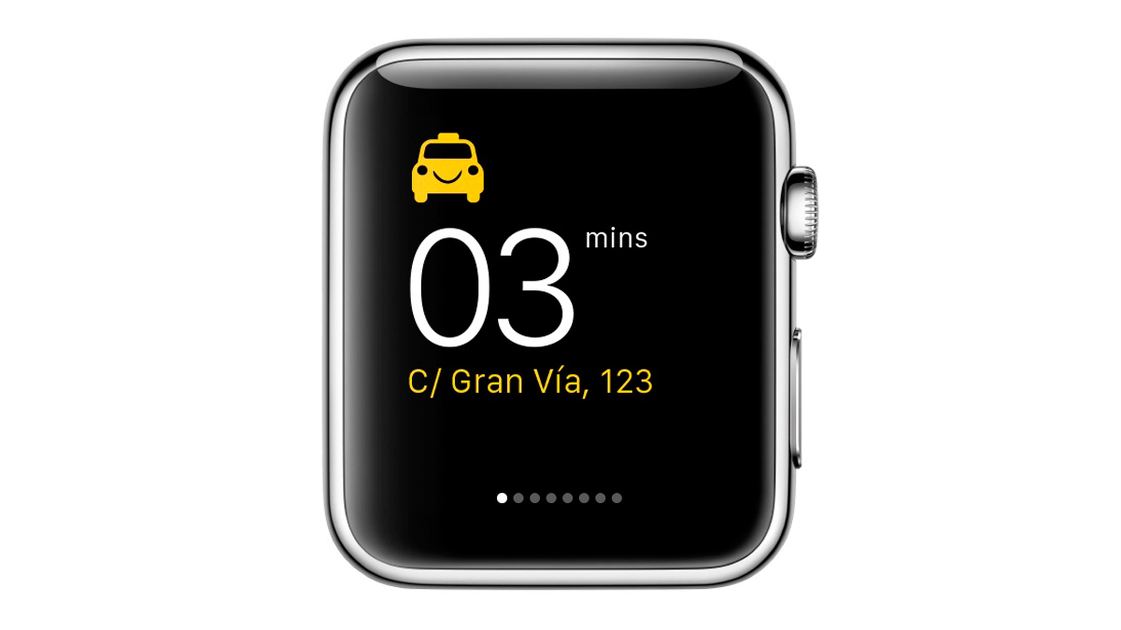 App Hailo para pedir taxi desde smartwatch - minutos