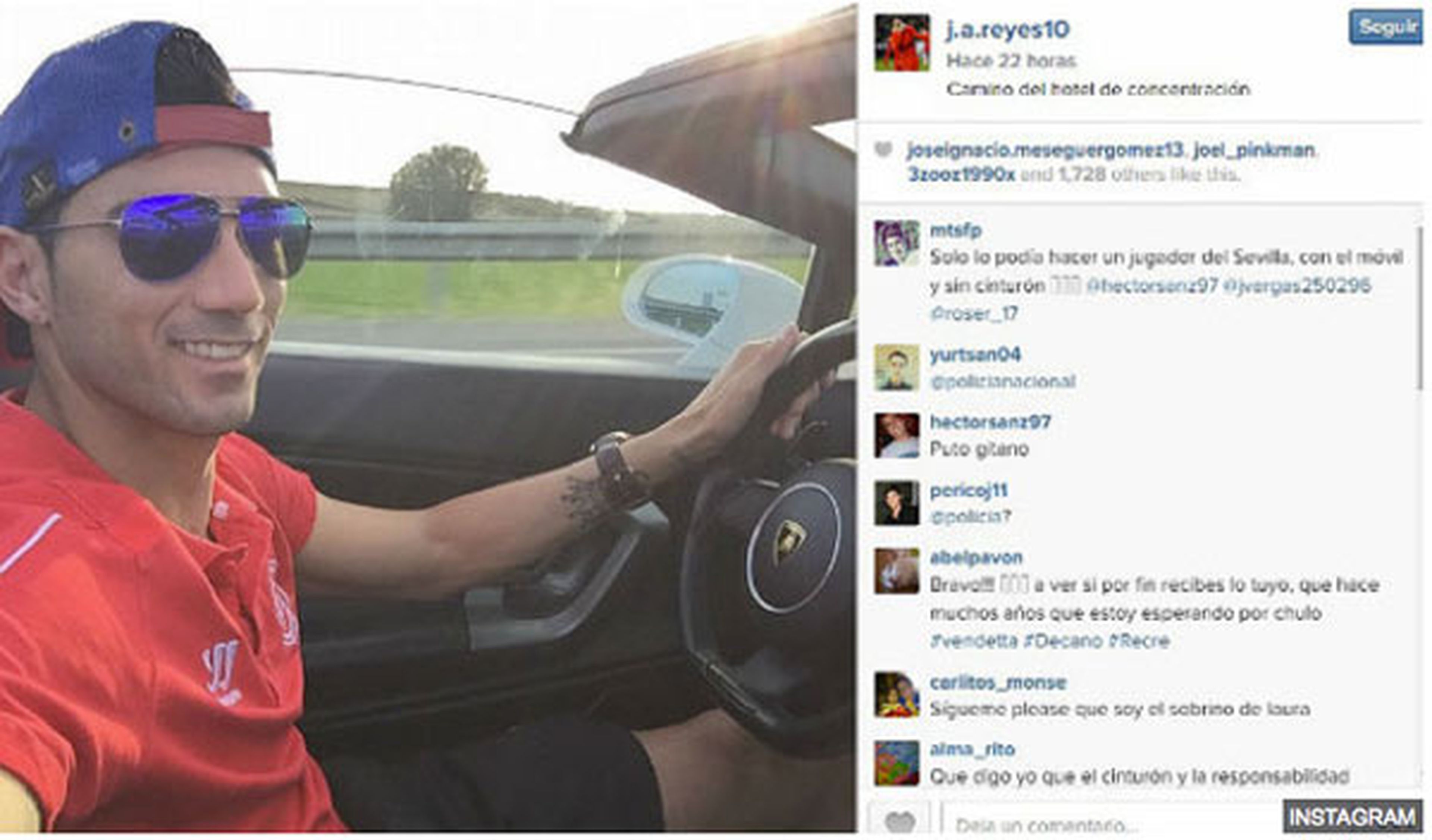 Polémica: Reyes se hace un selfie conduciendo sin cinturón