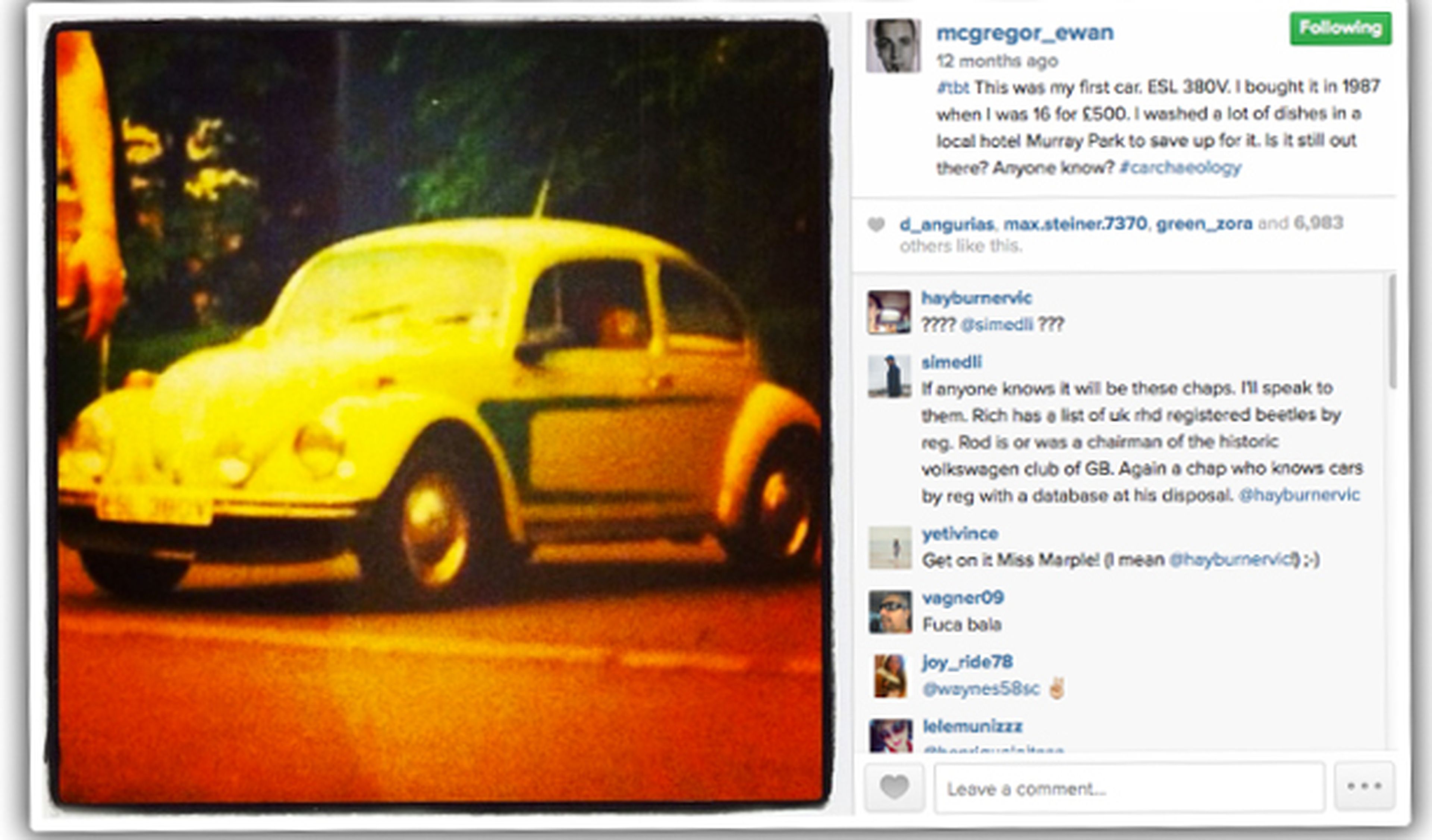El actor Ewan McGregor busca su antiguo VW Escarabajo