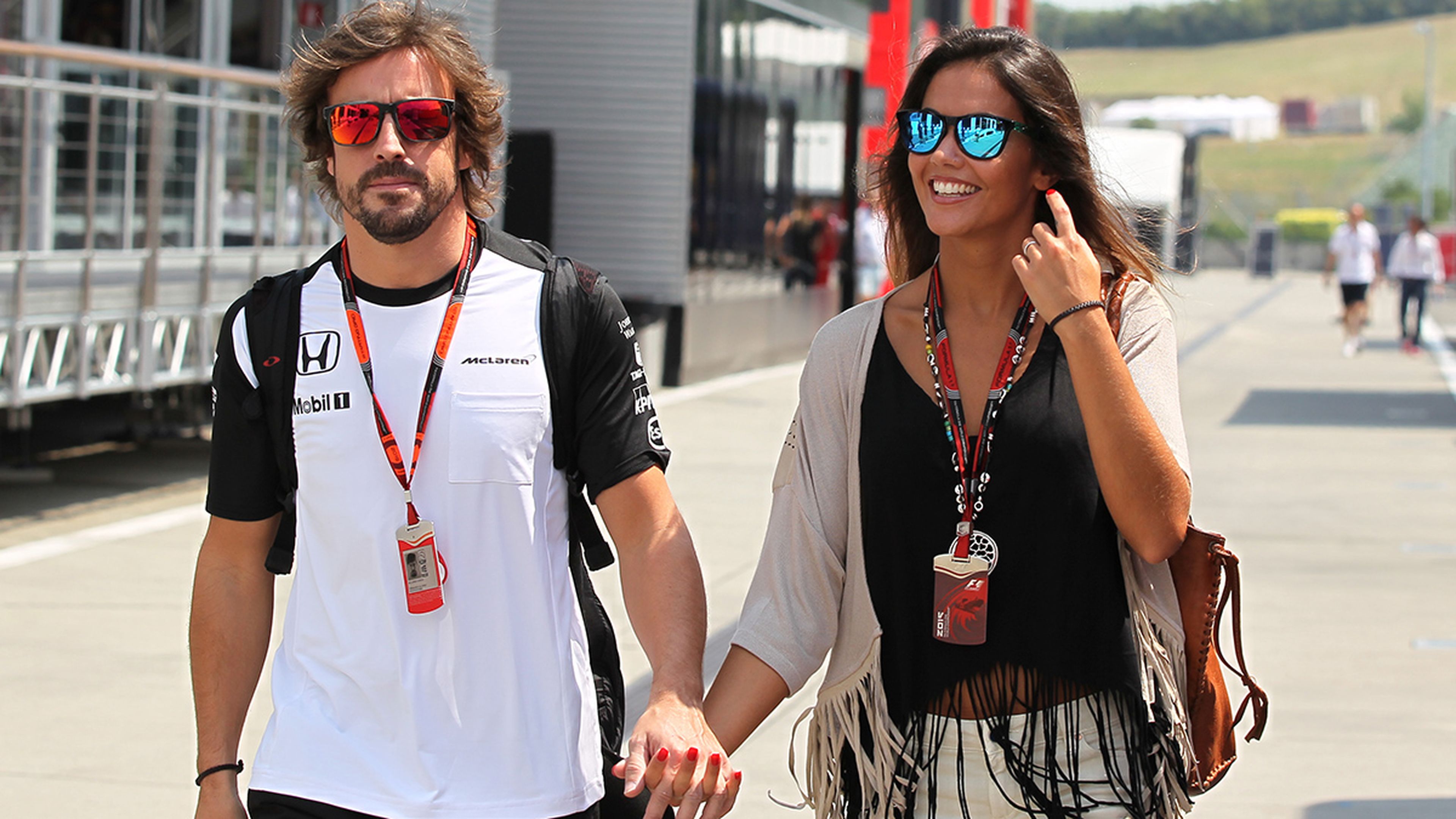 Lara Álvarez y Fernando Alonso en Hungría
