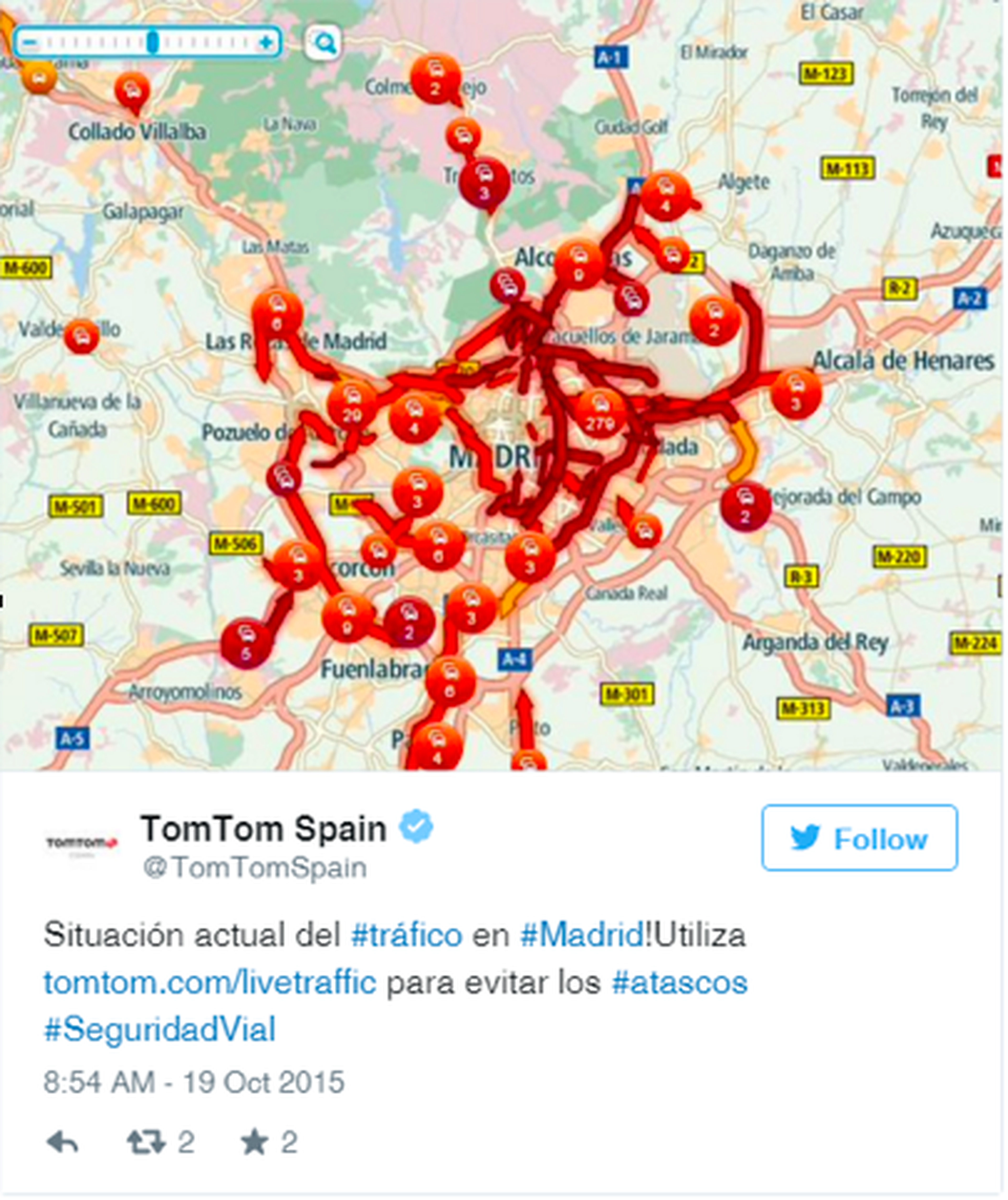 Madrid registró un atasco de 371 km y 14 horas