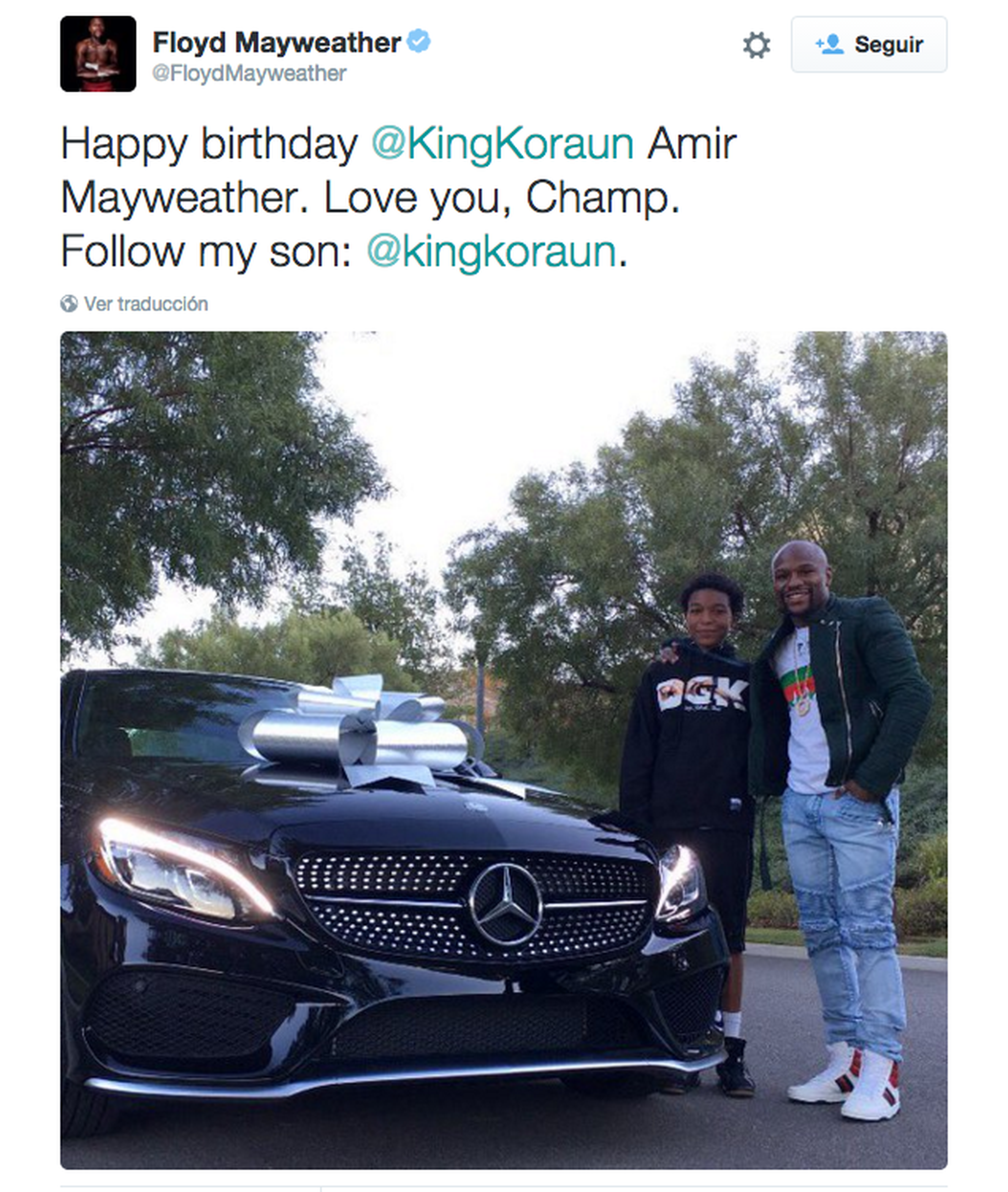 Floyd Mayweather regala un Mercedes C 450 AMG a su hijo