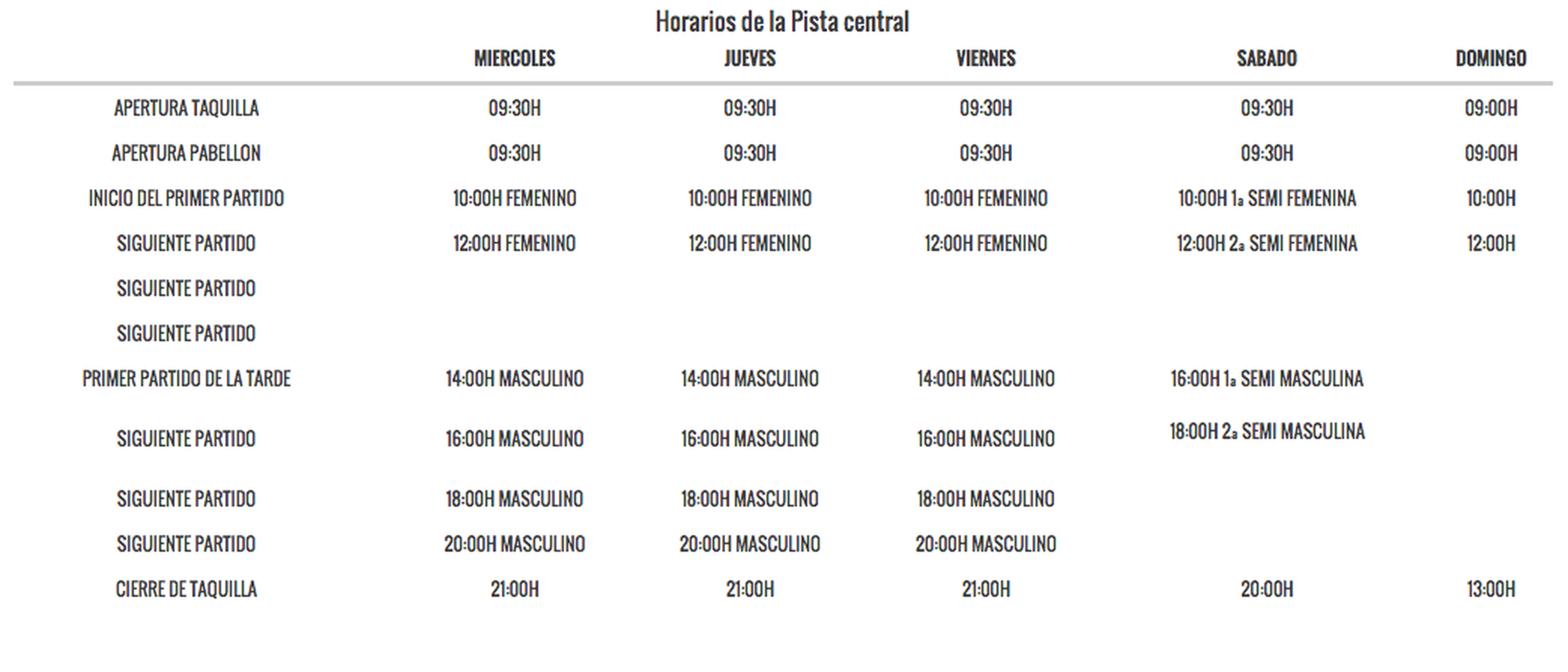 horarios master world padel tour madrid 2015