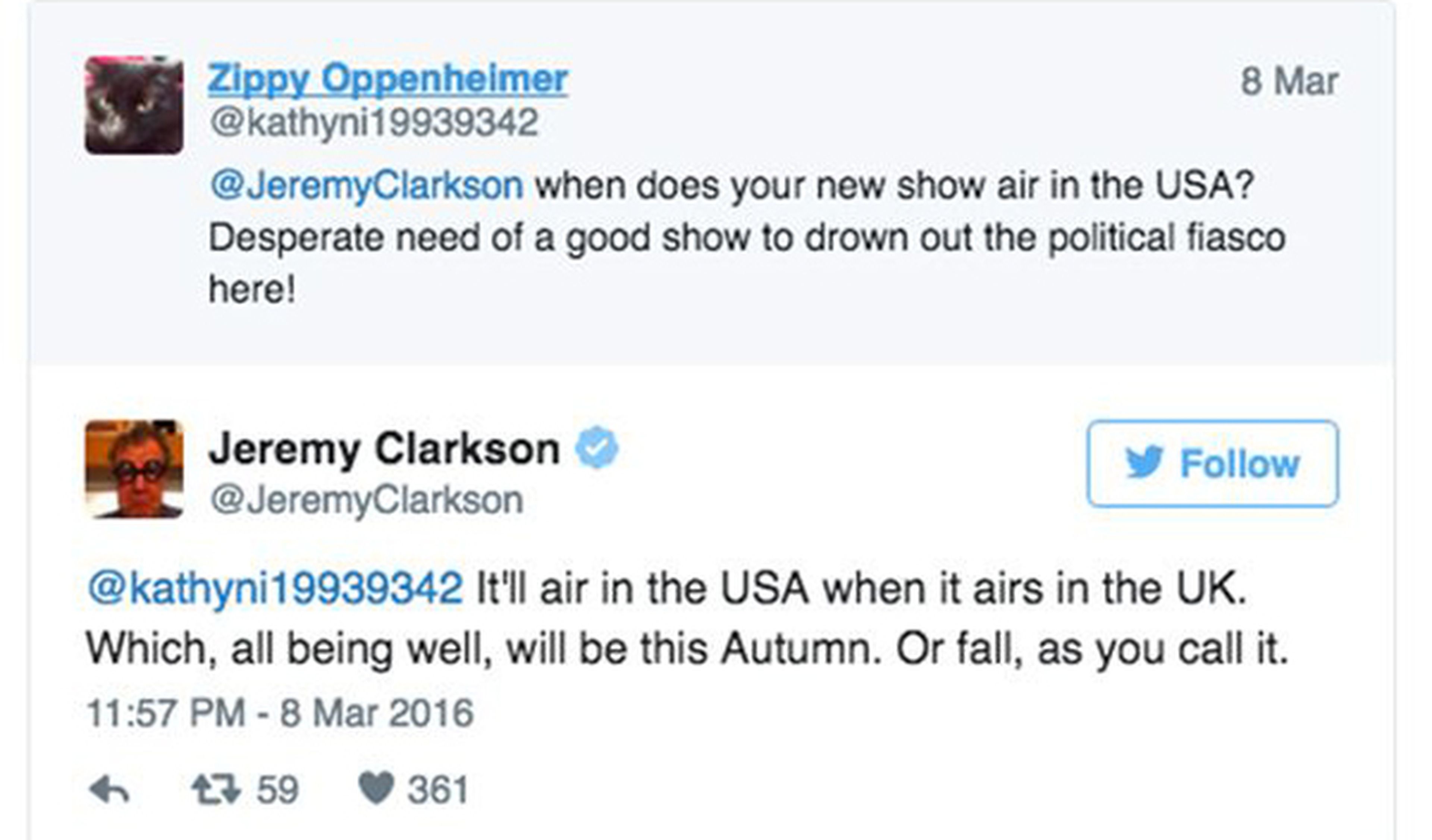 Tweet de Jeremy Clarkson