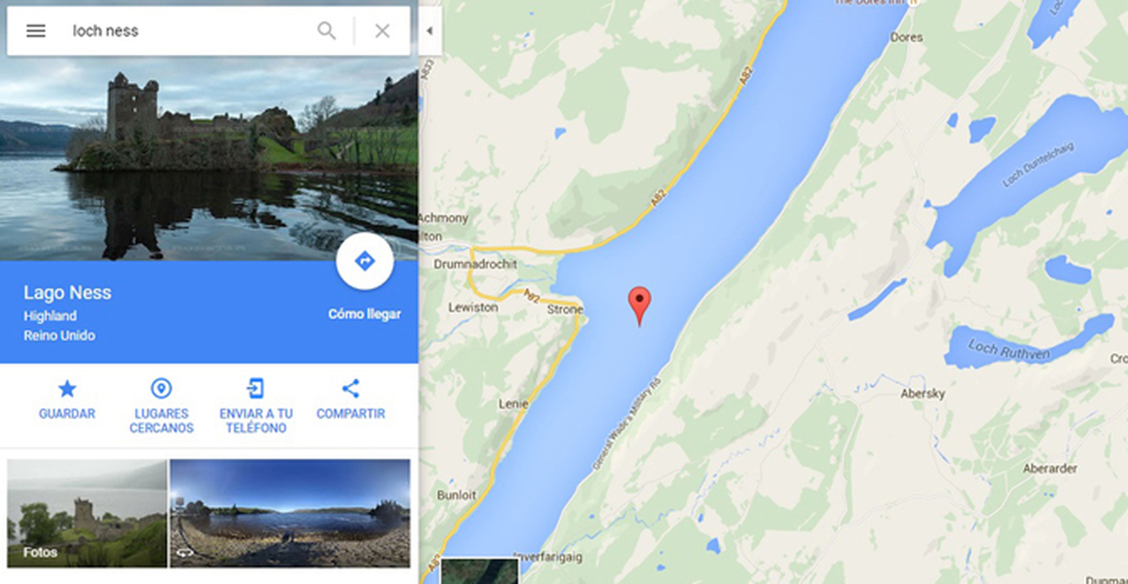Google Maps: ¿qué pasa si buscas al monstruo del Lago Ness?