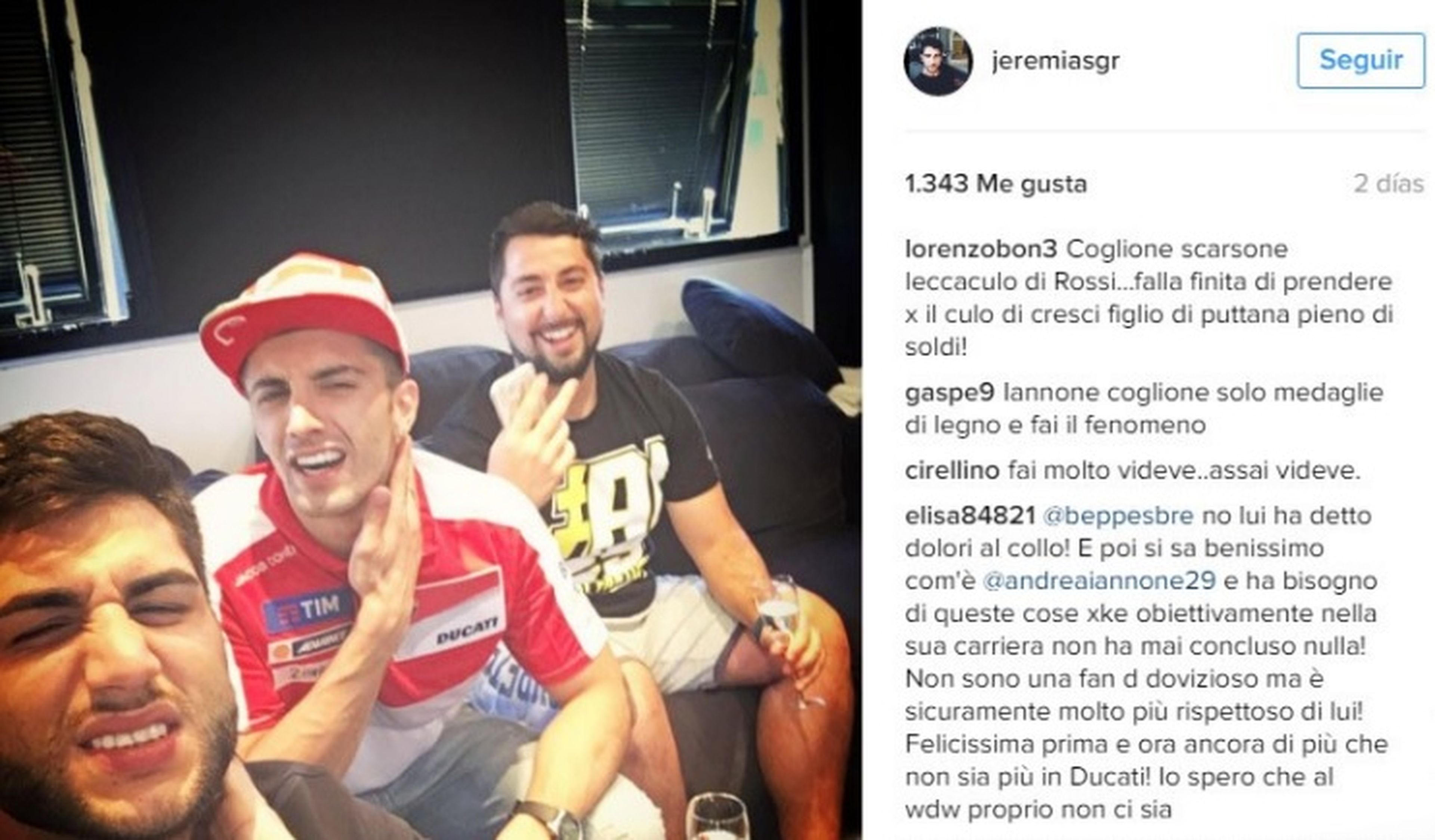 Andrea Iannone se burla de Andrea Dovizioso en Instagram