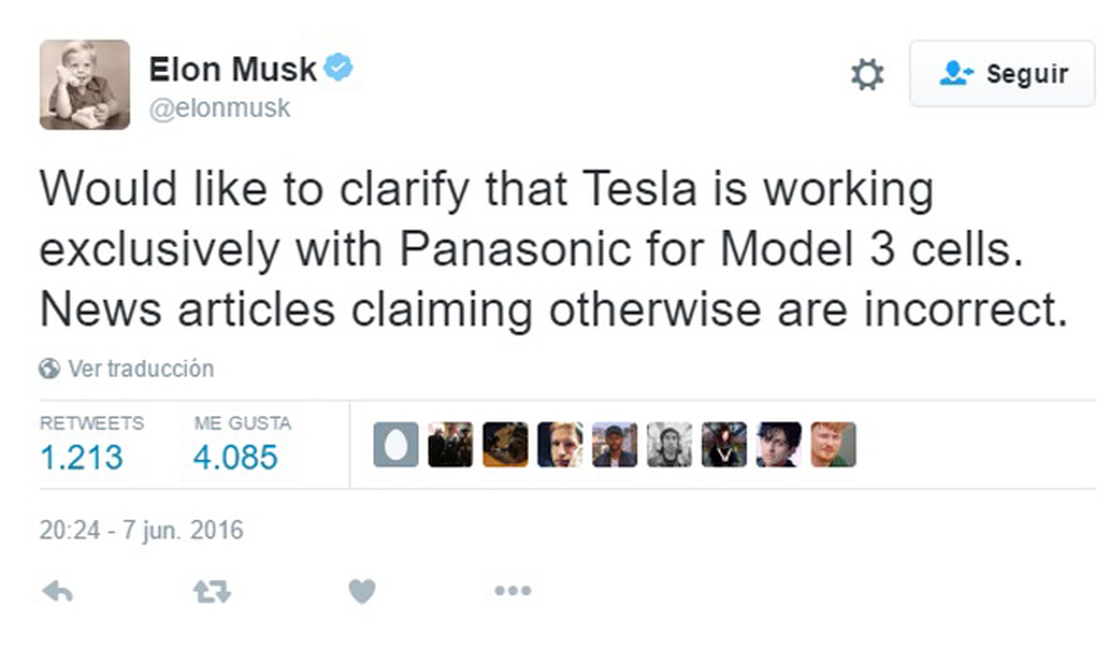 Musk niega que Samsung vaya a hacer baterías para Tesla