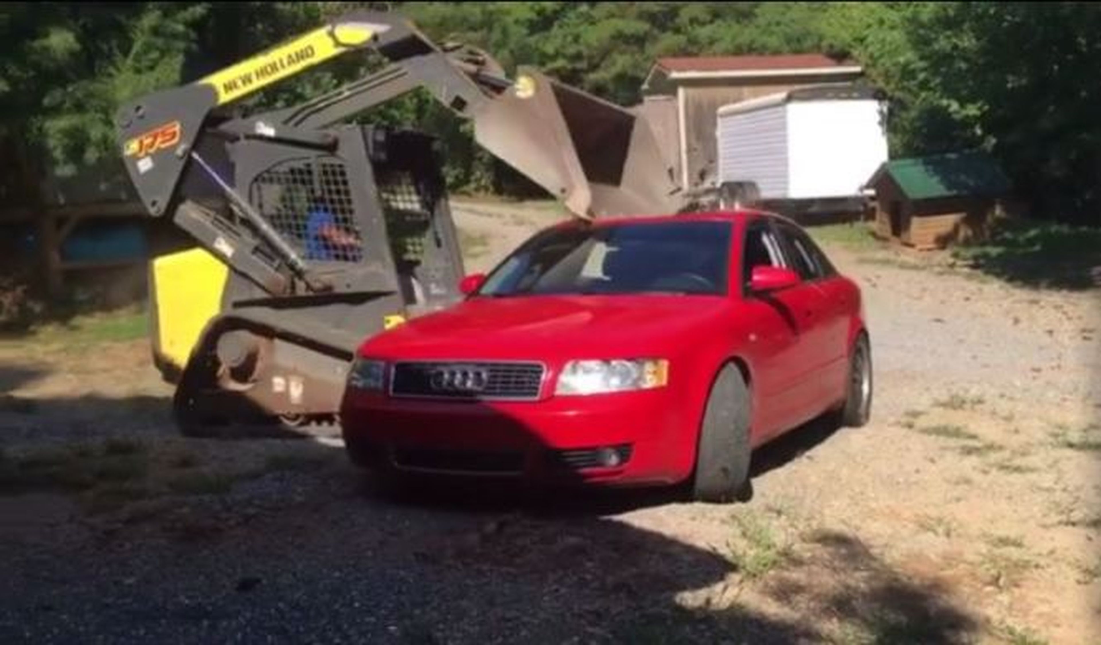 Vídeo: padre destroza el coche de su hijo con un bulldozer