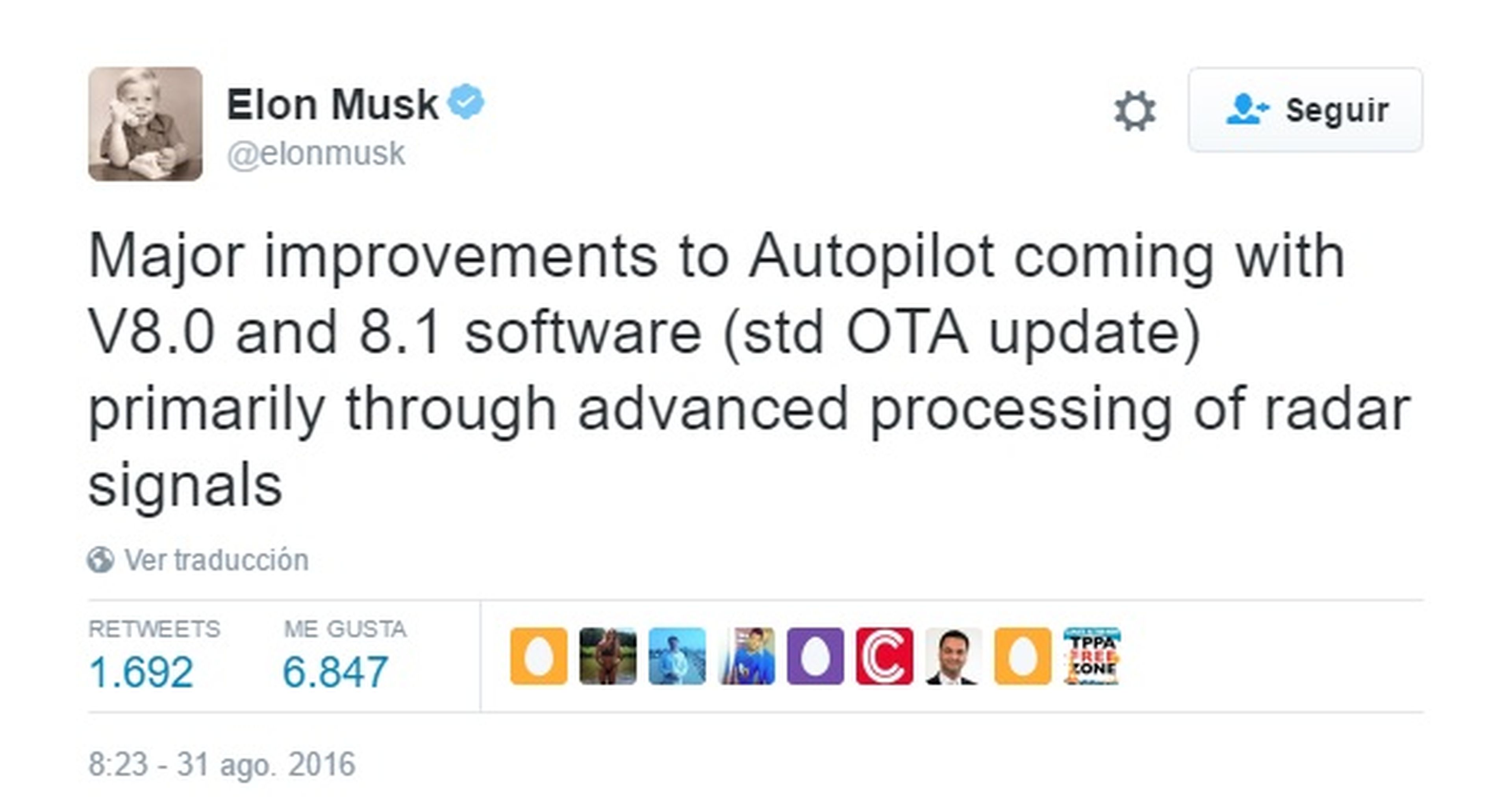 Musk confirma que el Autopilot se actualizará en breve