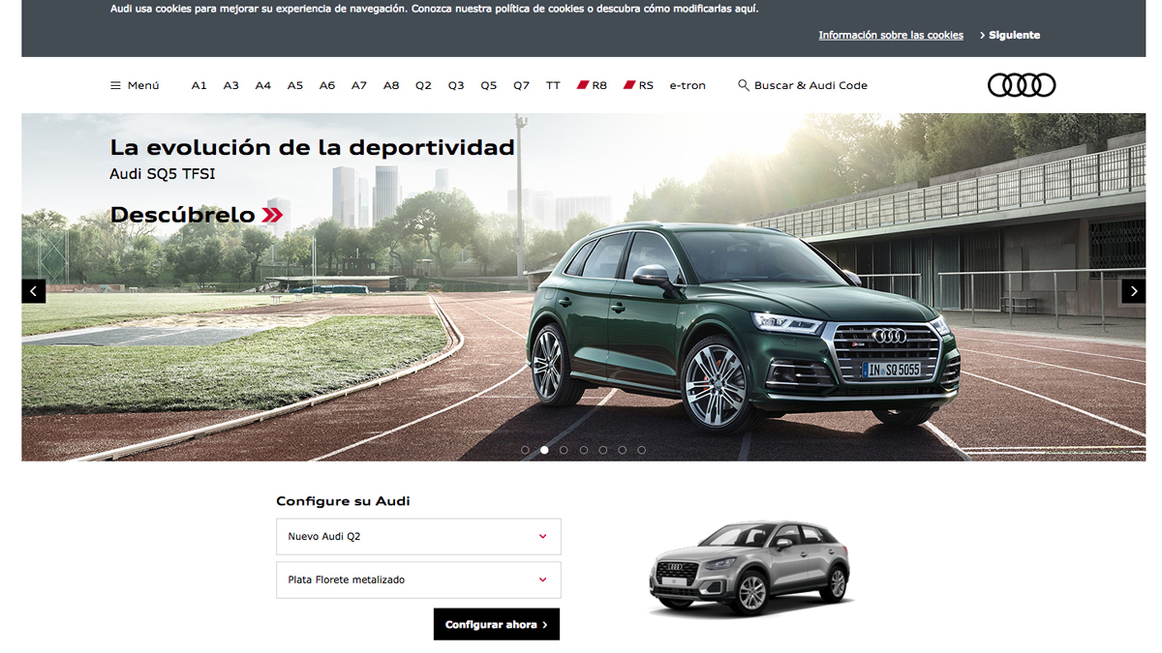 Entra en www.audi.es, donde está el configurador de Audi.
