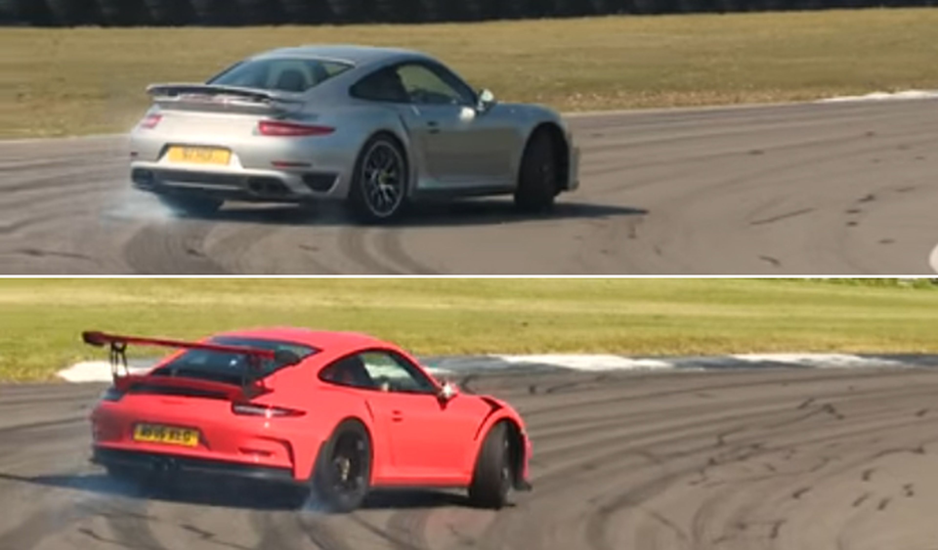 Vídeo: 911 Turbo S contra 911 GT3 RS en circuito