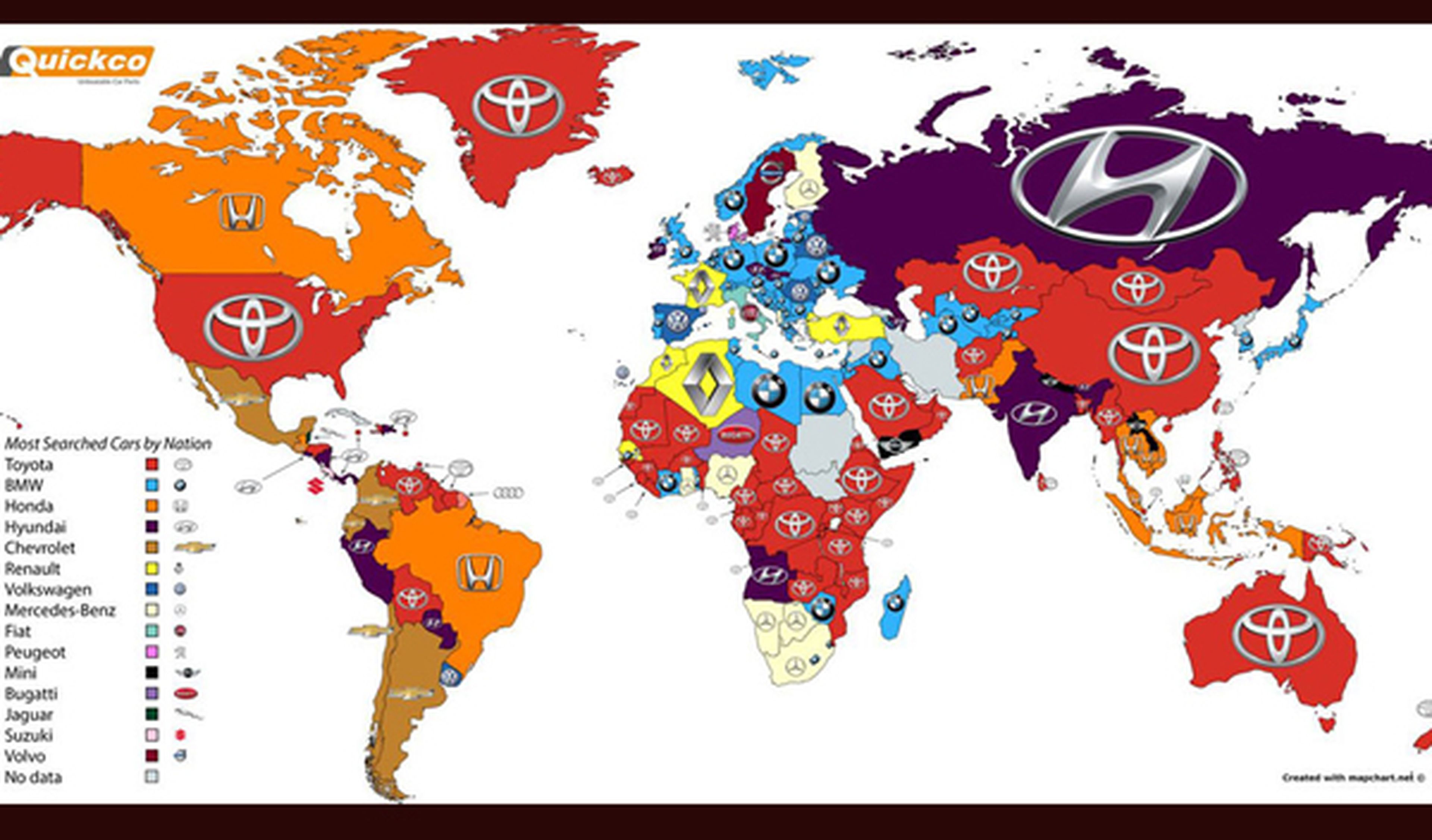 Las marcas de coches más buscadas en Google por países