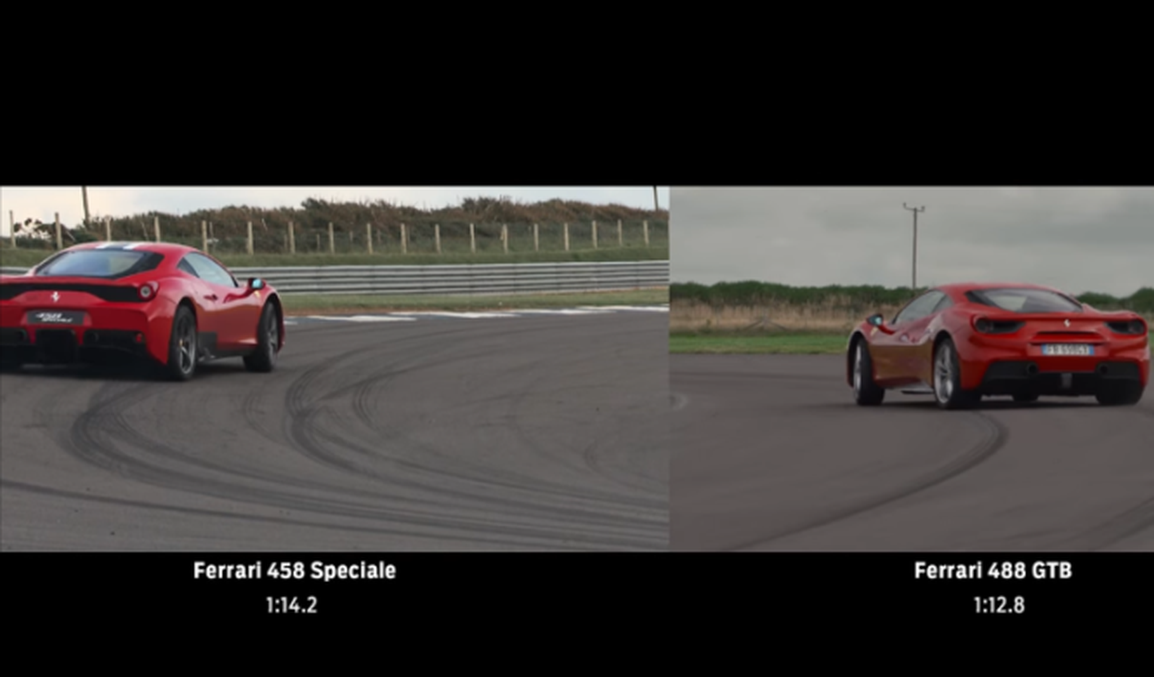 Vídeo: Ferrari 488 GTB contra Ferrari 458 Speciale