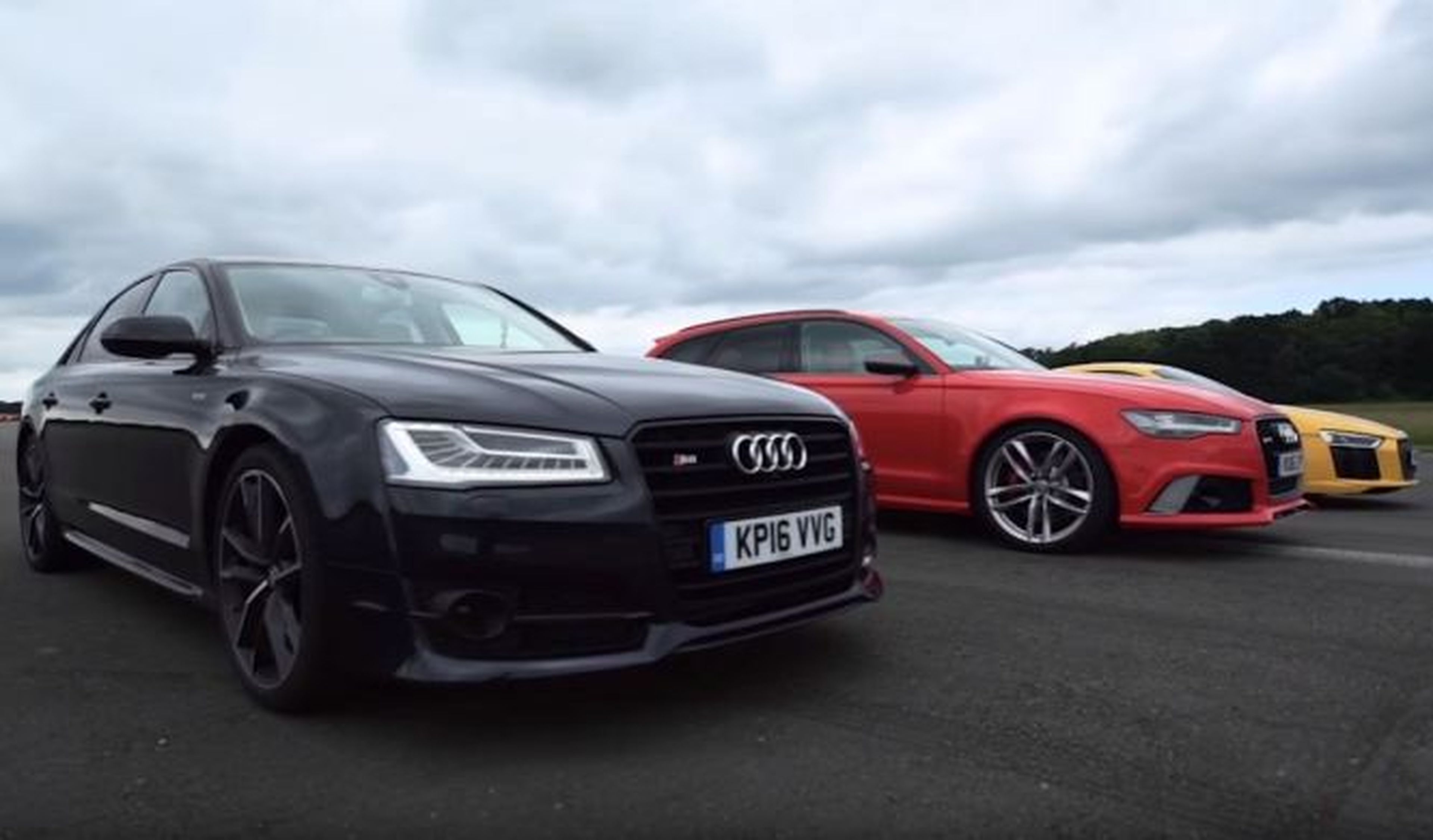 Vídeo: Audi R8 vs Audi RS6 vs Audi S8, ¡batalla interna!