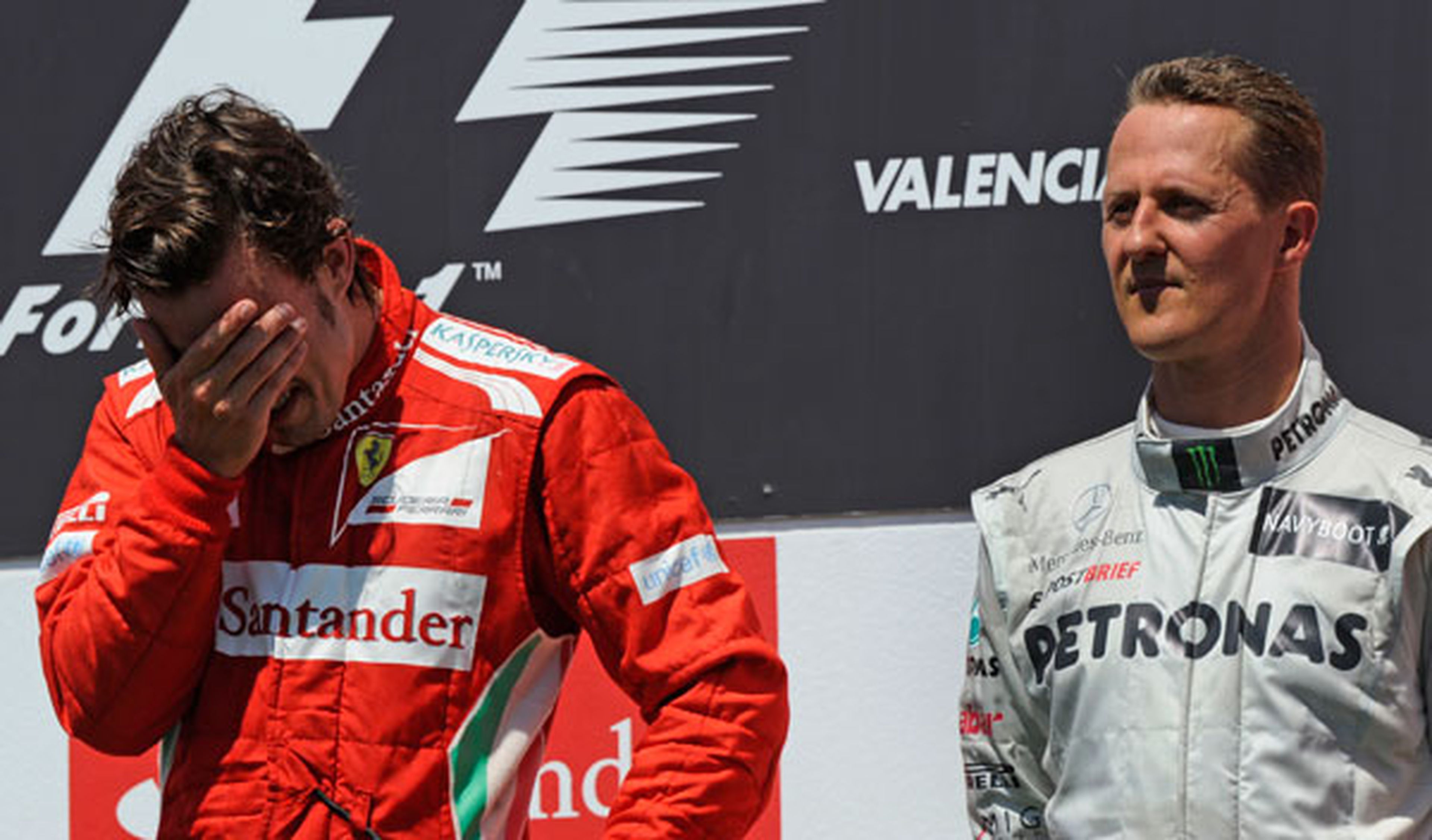 Alonso y Ferrari, pendientes de Michael Schumacher