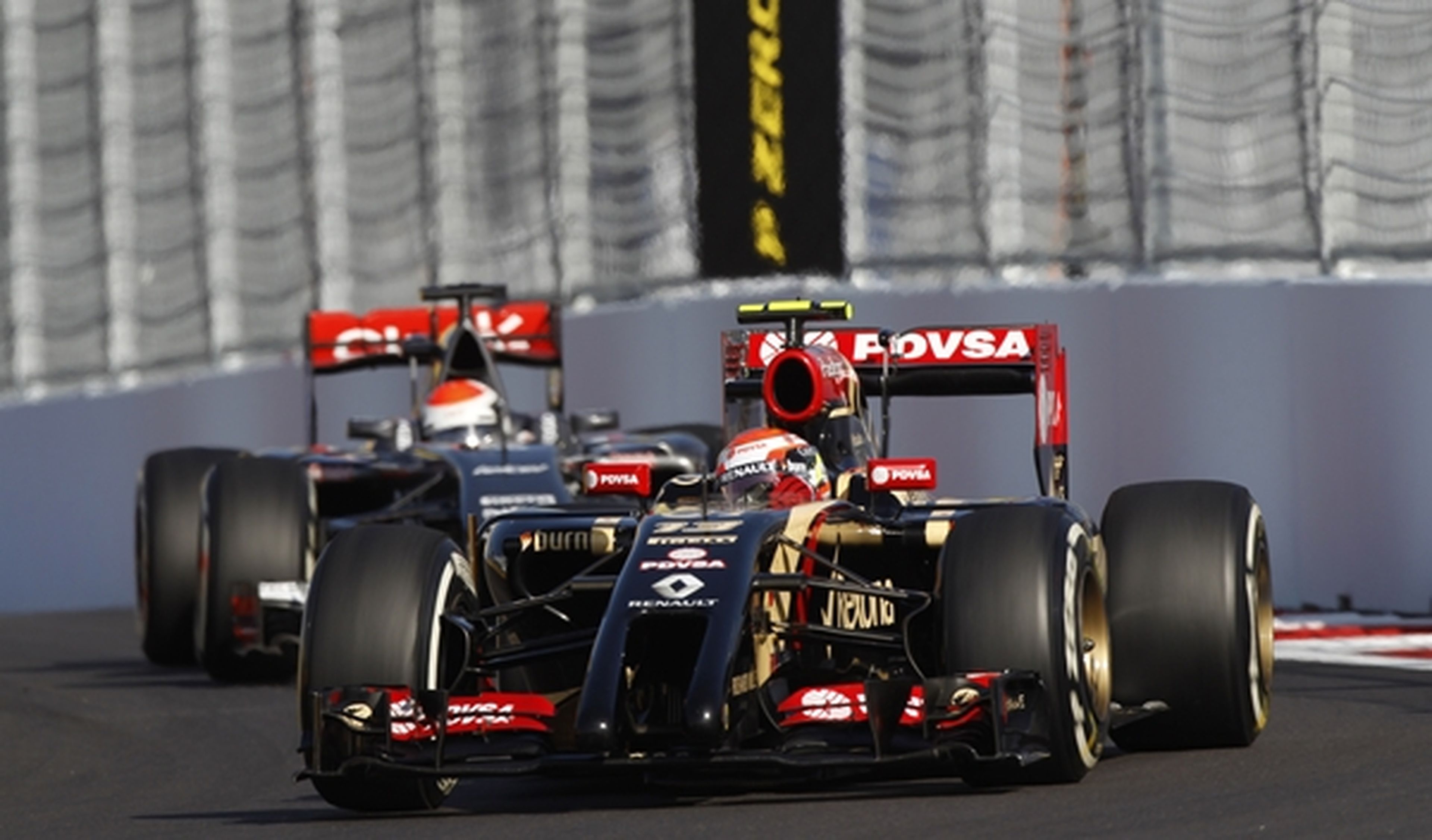 El equipo Lotus en el Gran Premio de Rusia de 2014.