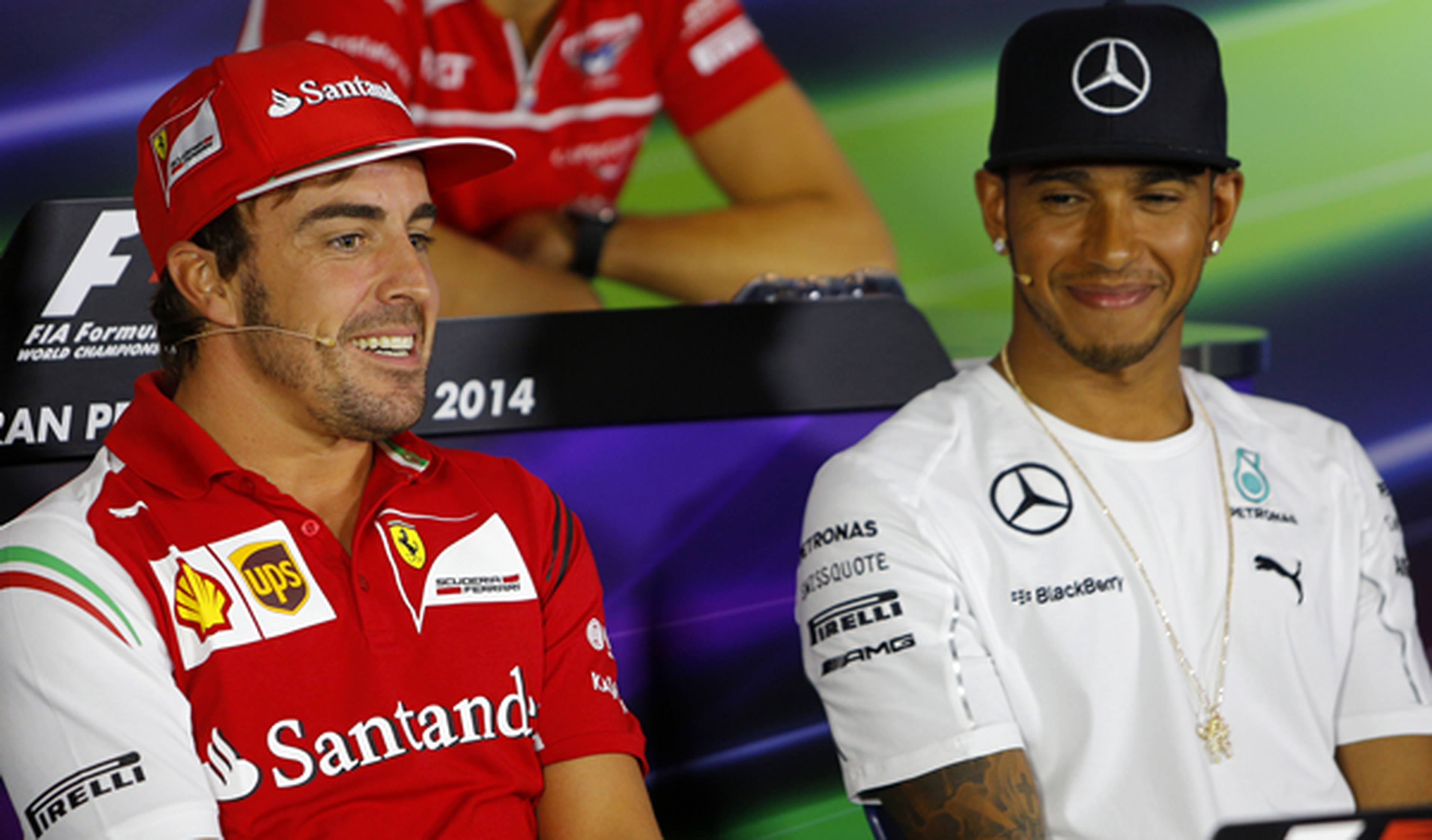 Hamilton y Alonso en rueda de prensa