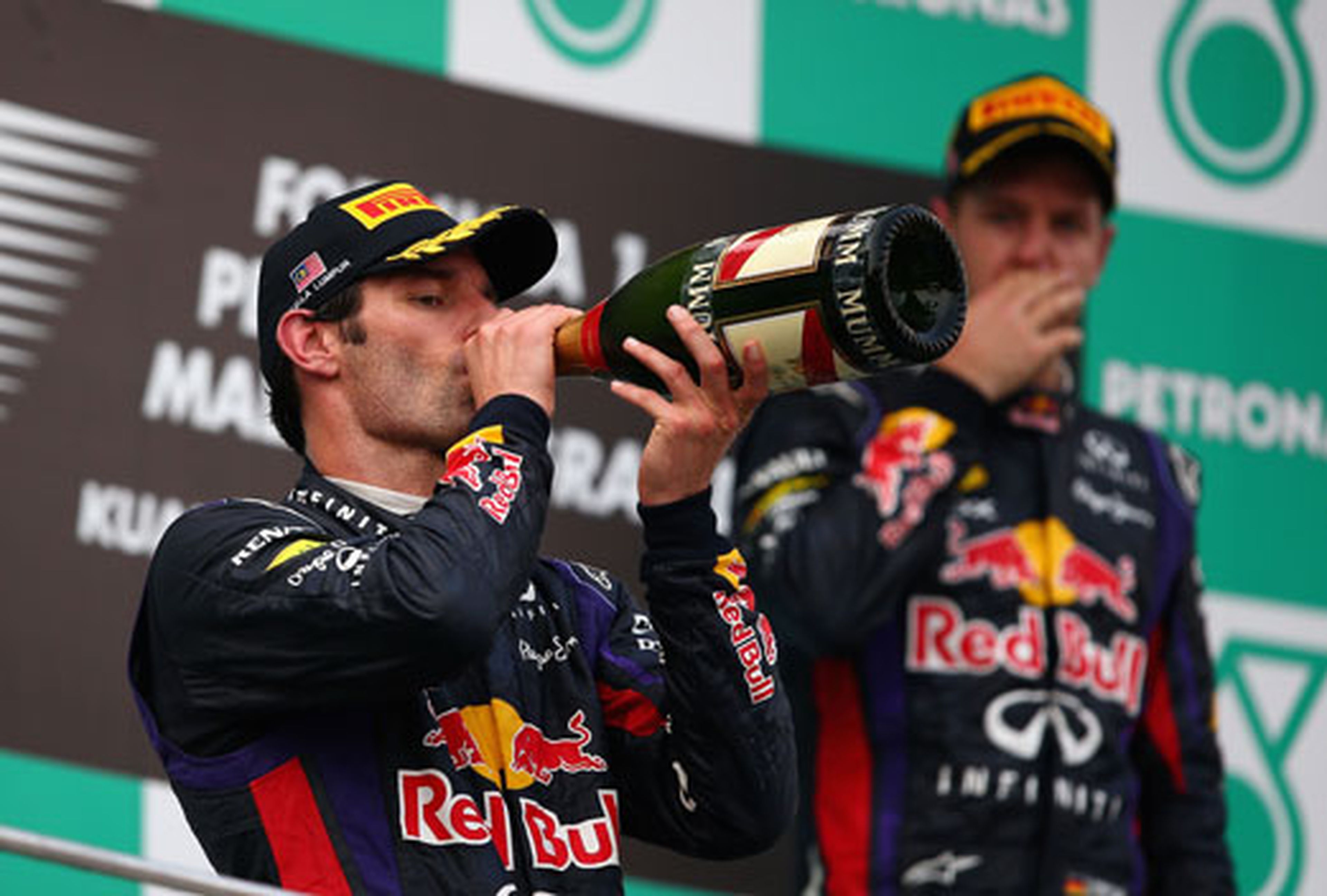 Mark Webber Sebastian Vettel podio GP Malasia 2013