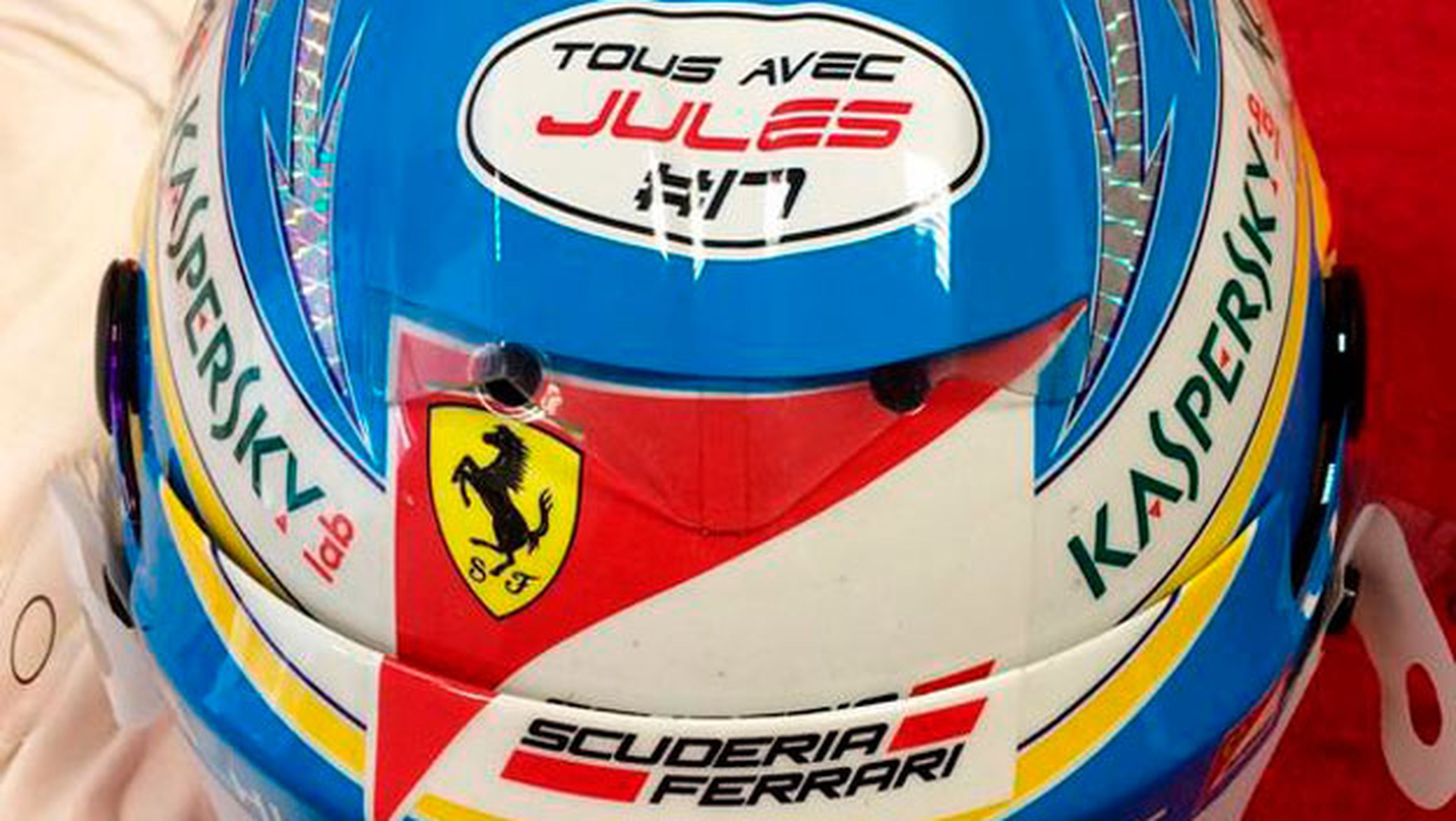 Mensaje en el casco de Fernando Alonso para Jules Bianchi