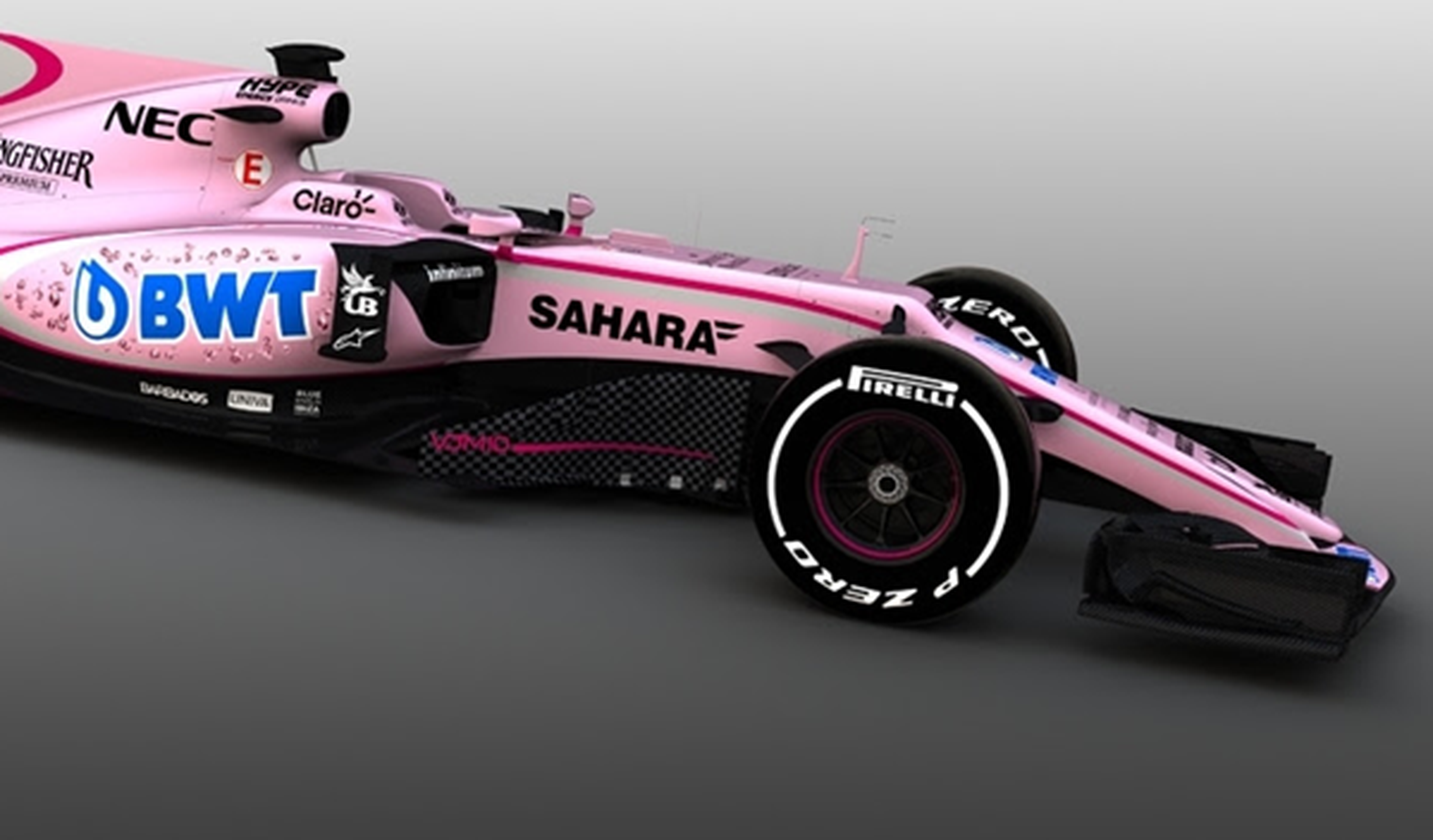 Nueva decoración para el Force India, ¡en color rosa!