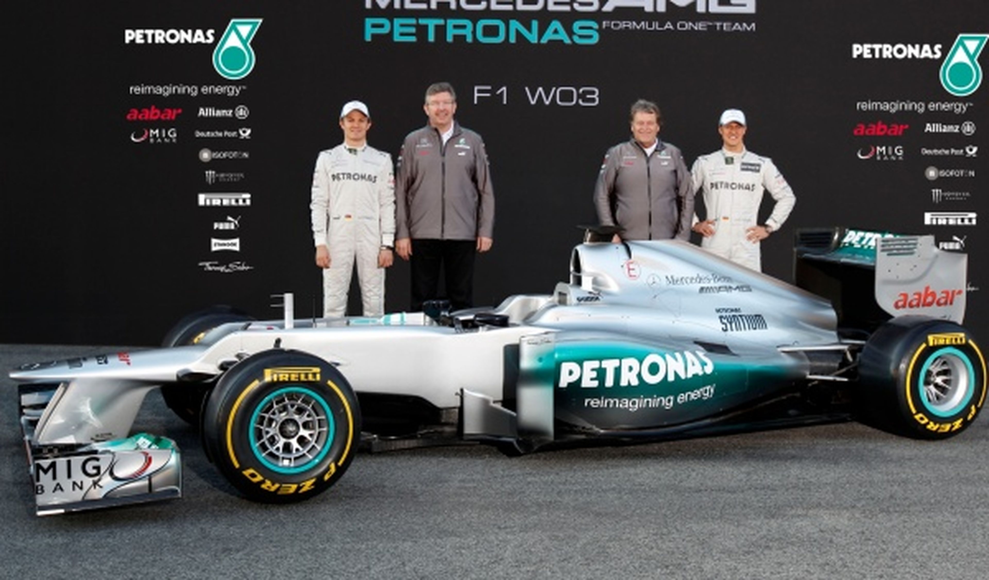 Presentado el nuevo Mercedes F1 W03 de Schumacher y Rosberg