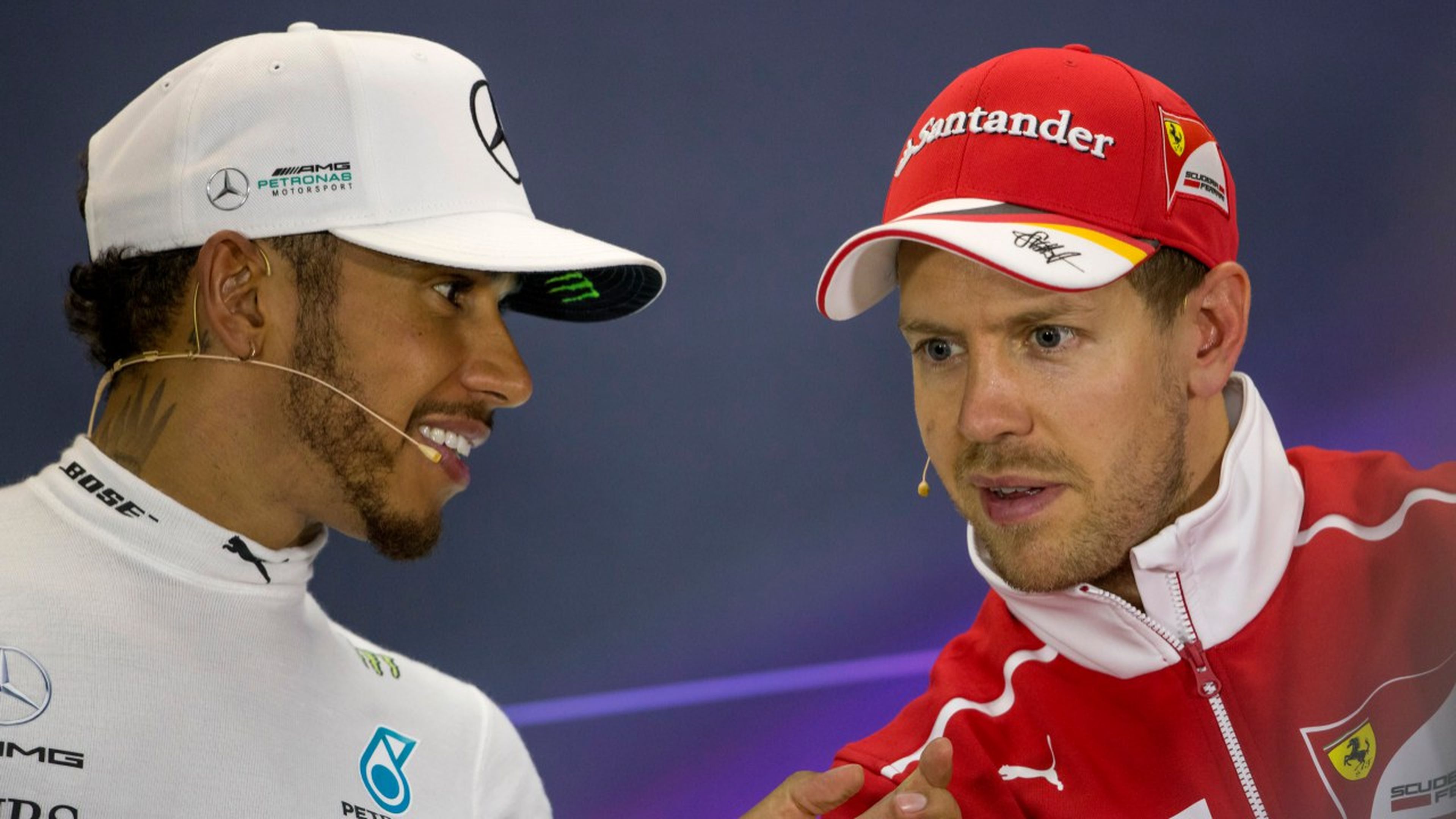 Vettel y Hamilton en rueda de prensa