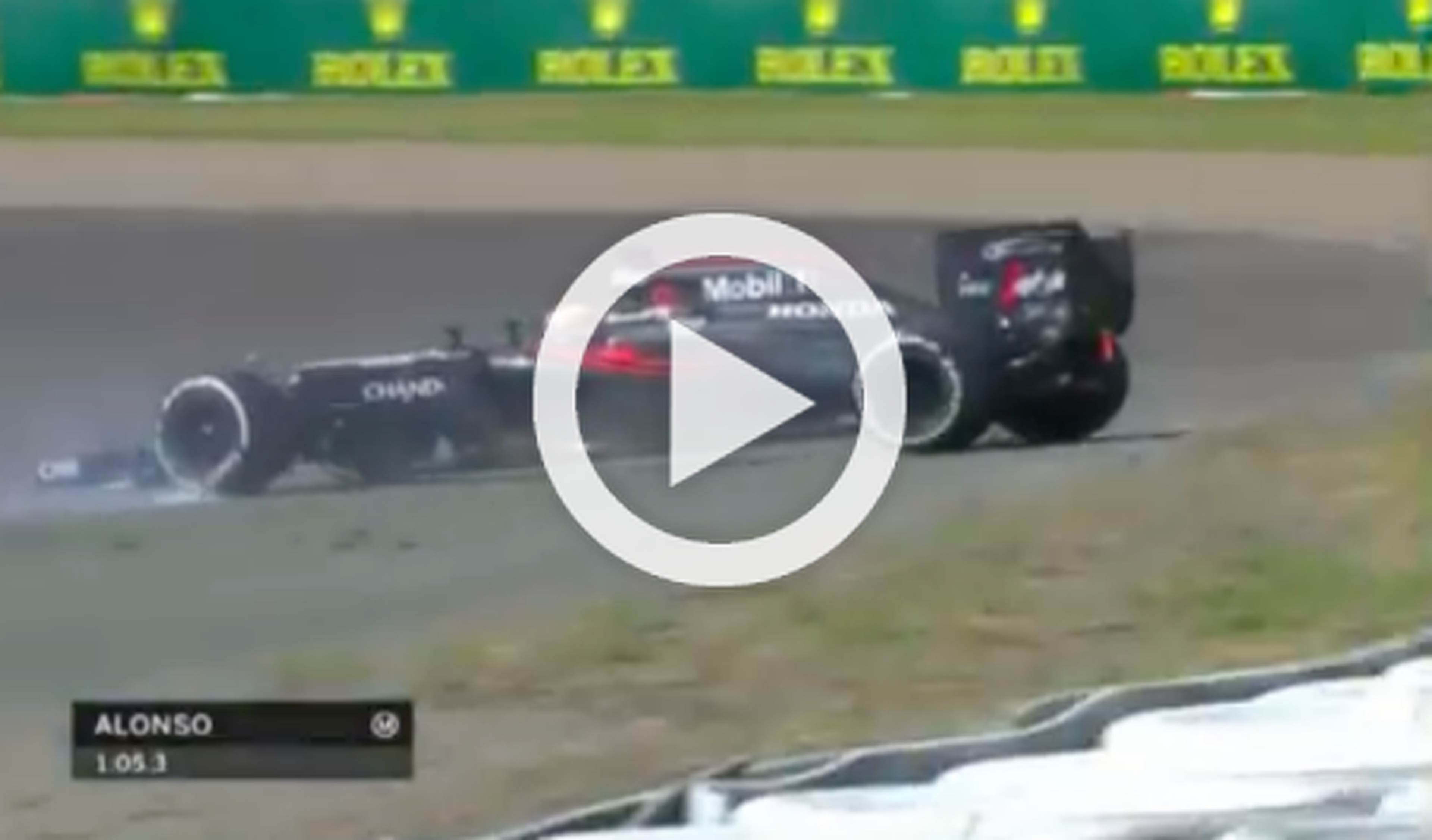 Vídeo: el ‘susto’ de Alonso en los entrenamientos de Japón