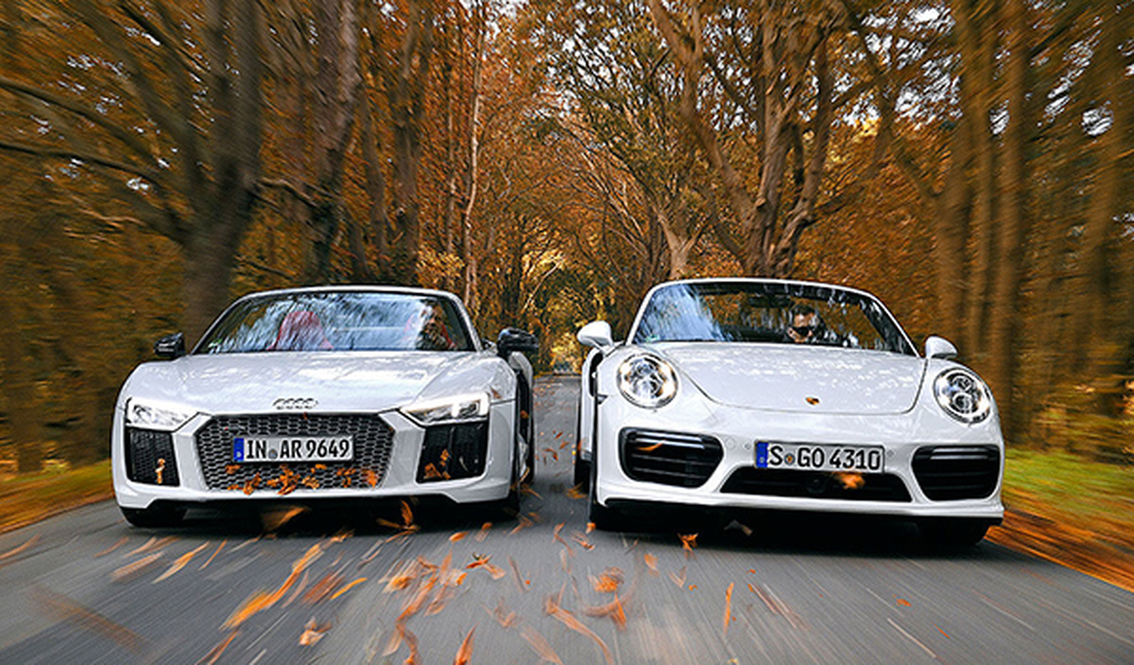Audi R8 V10 Plus Spyder y Porsche 911 Turbo S Cabrio