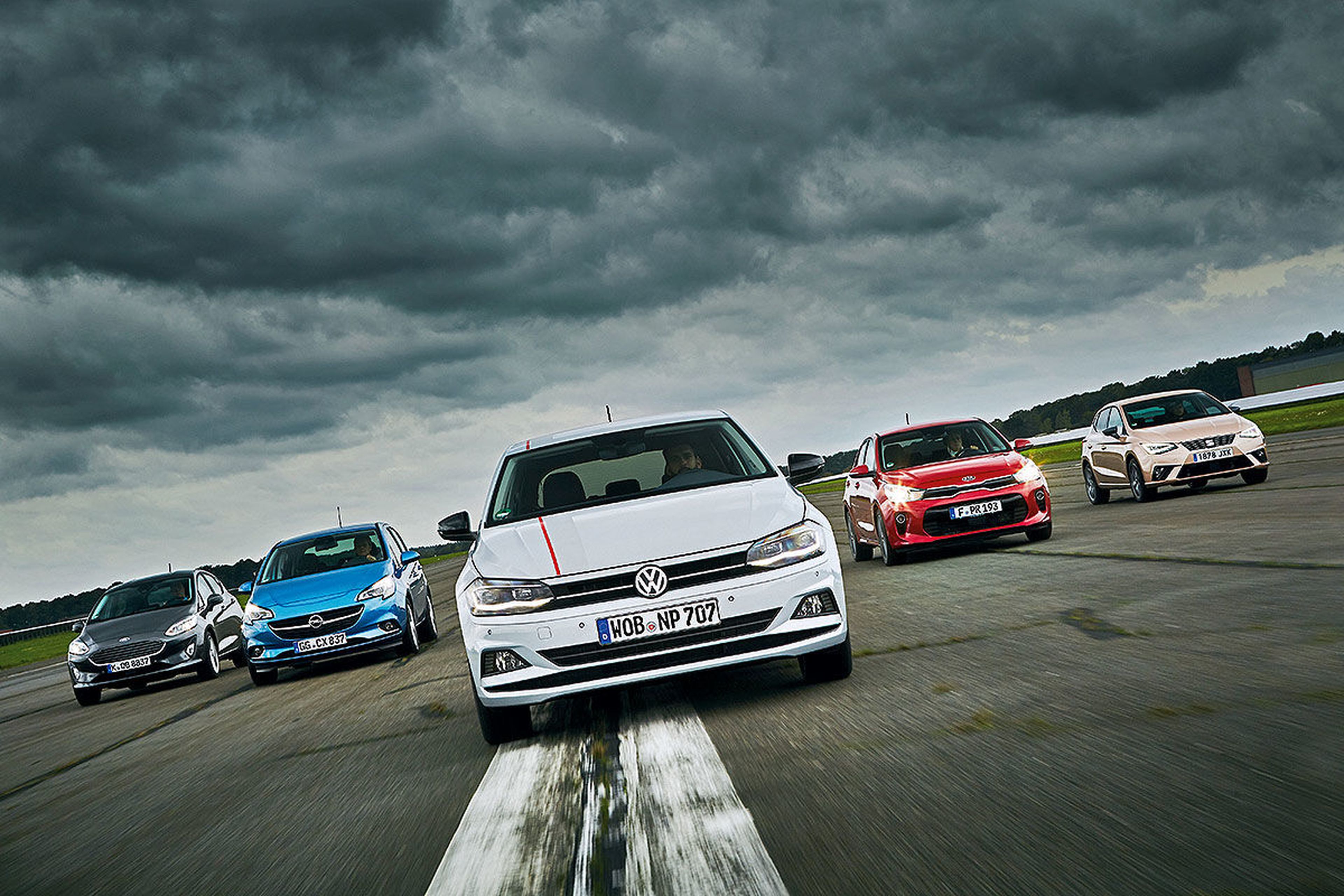 Comparativa del Volkswagen Polo vs Opel Corsa, Ford Fiesta, Seat Ibiza y Kia Rio.