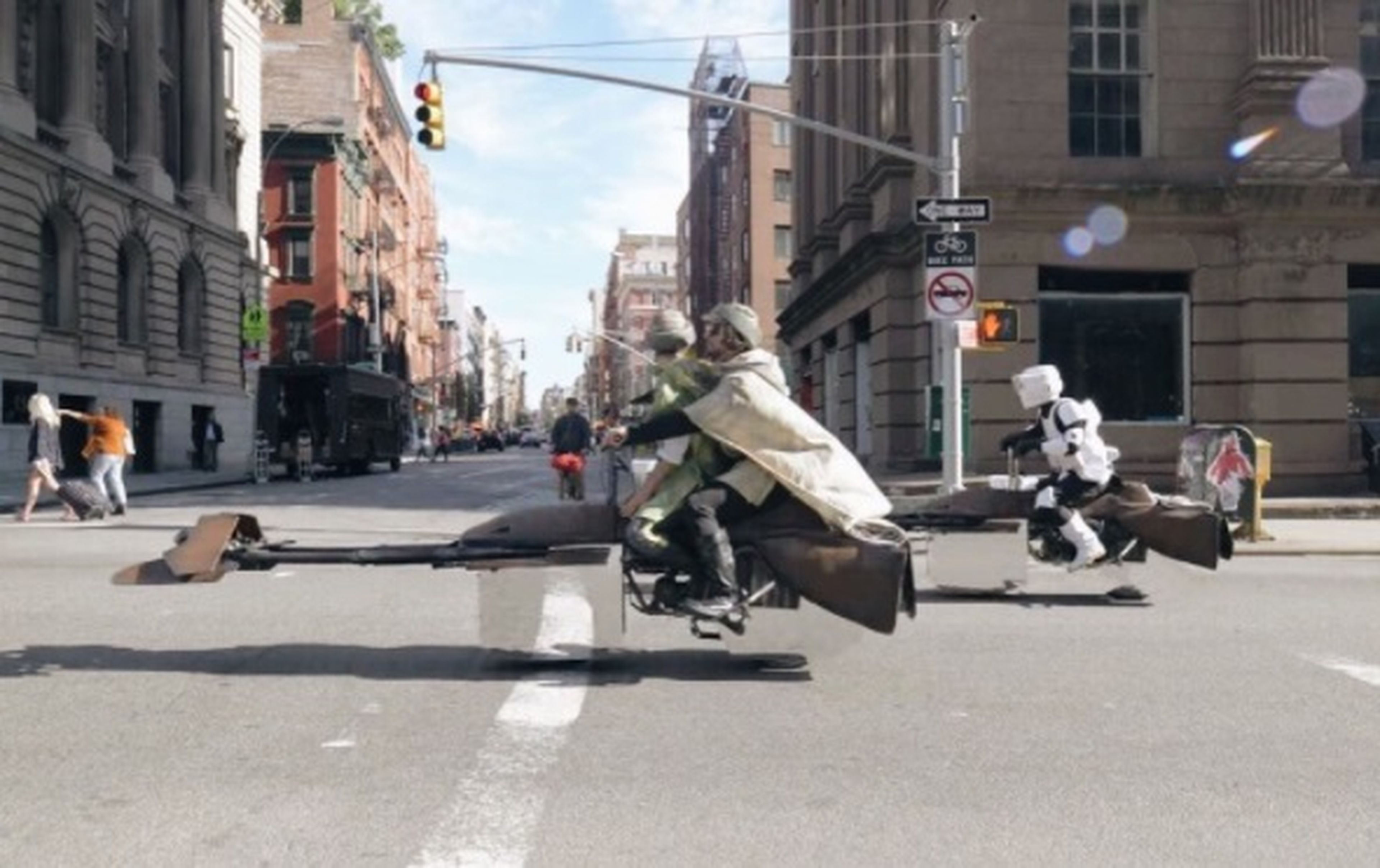 Dos Speeder de Star Wars por las calles de Nueva York