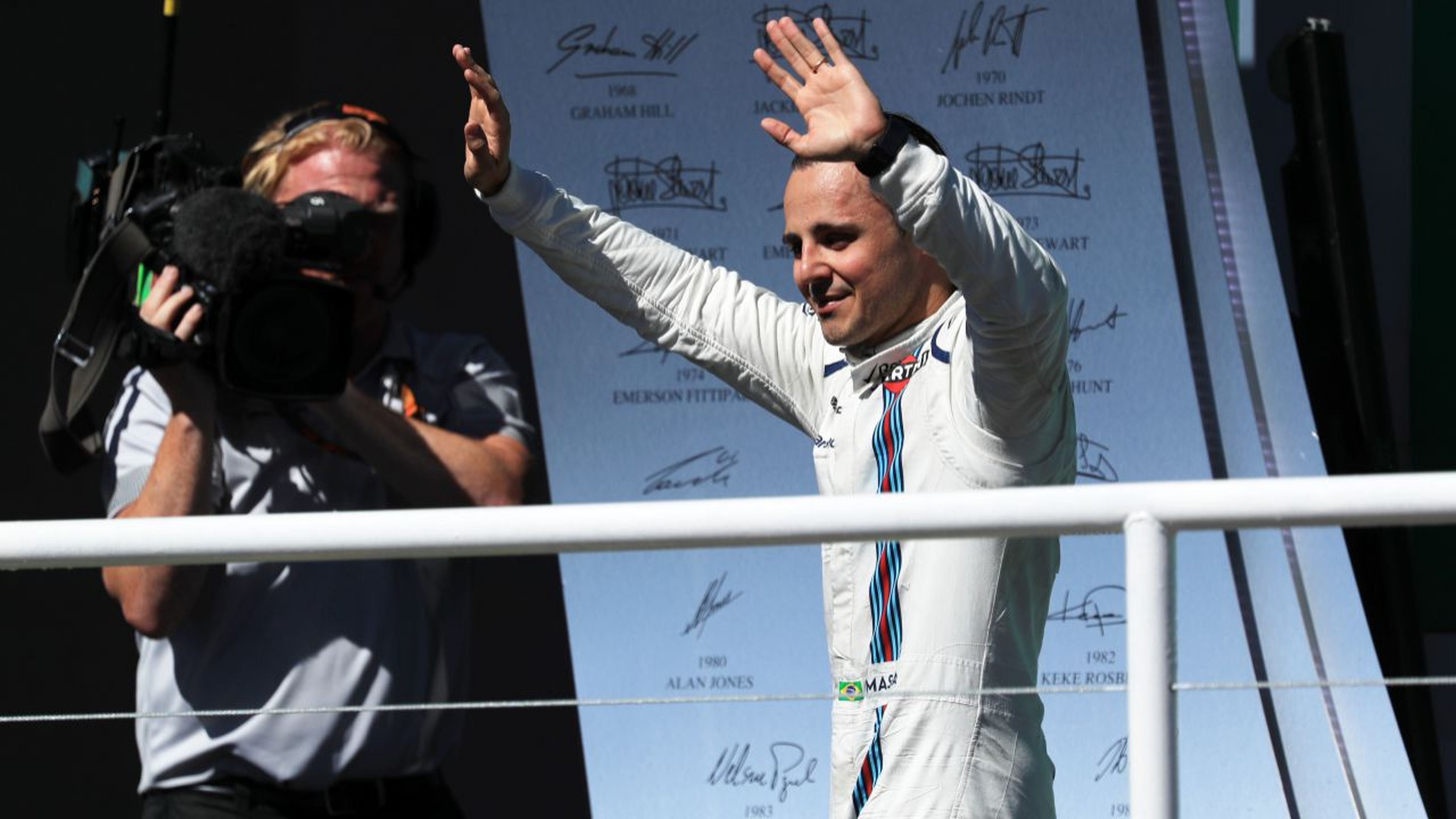 Felipe Massa, en el podio de Brasil