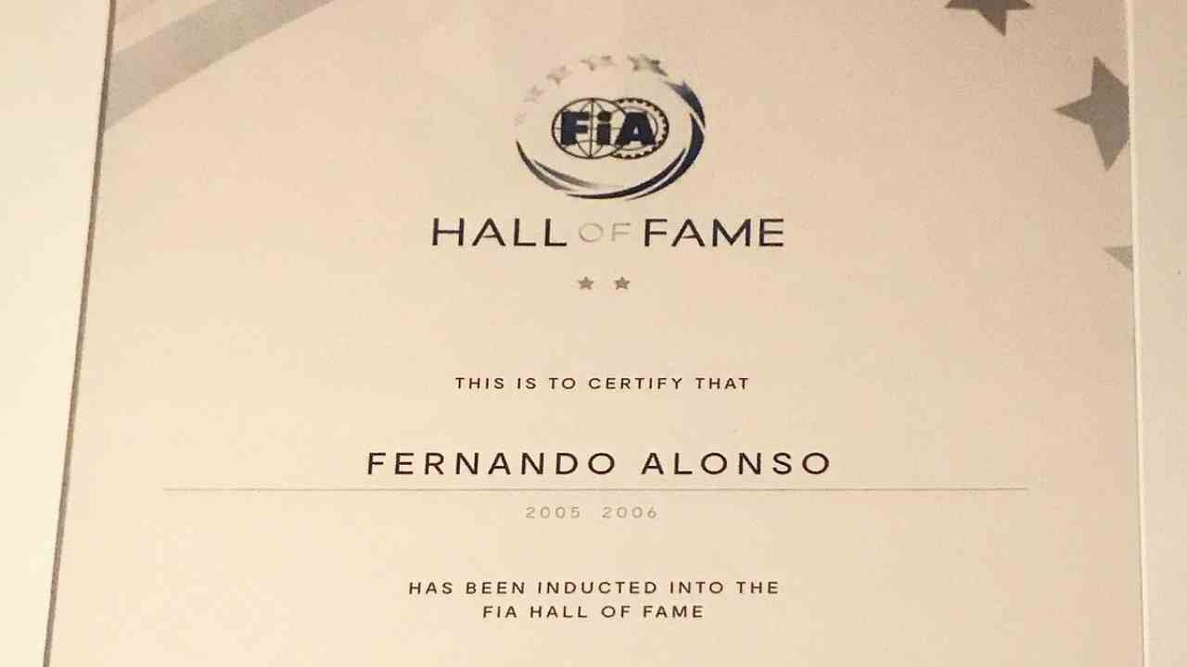 Fernando Alonso, en el Salón de la Fama de la FIA