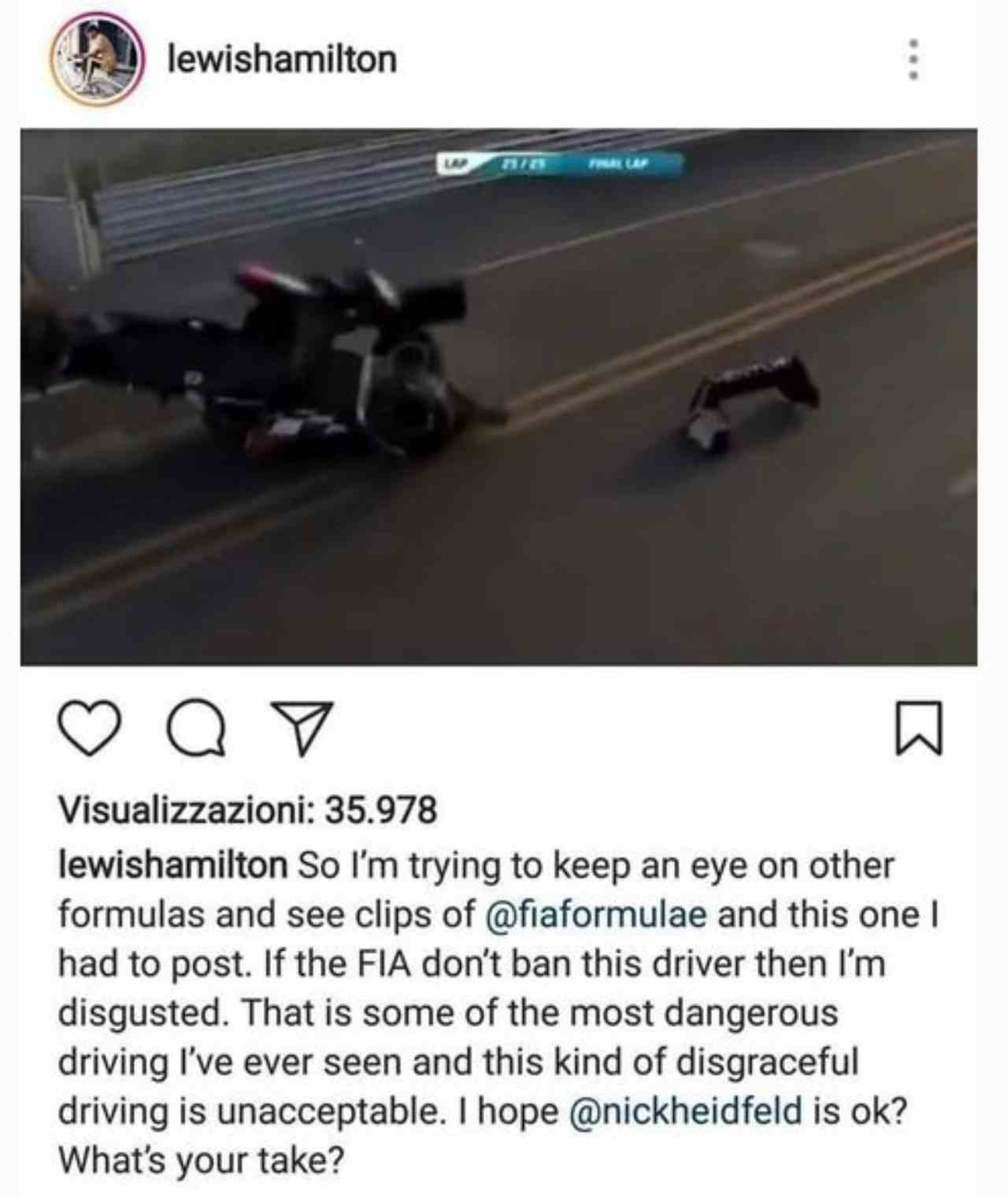 Hamilton mete la pata en Instagram