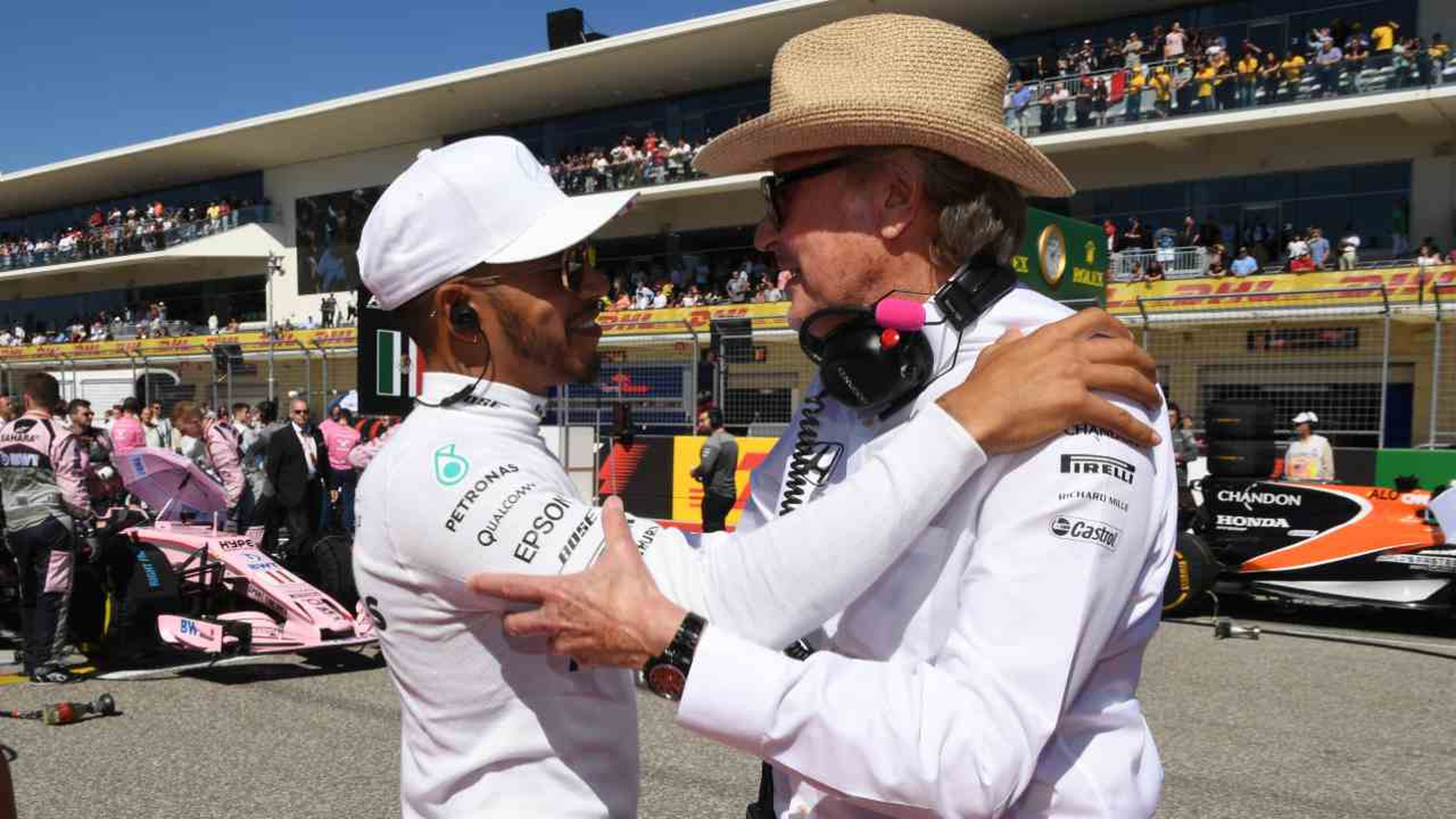 Lewis Hamilton (Mercedes) y Mansour Ojjeh (McLaren)