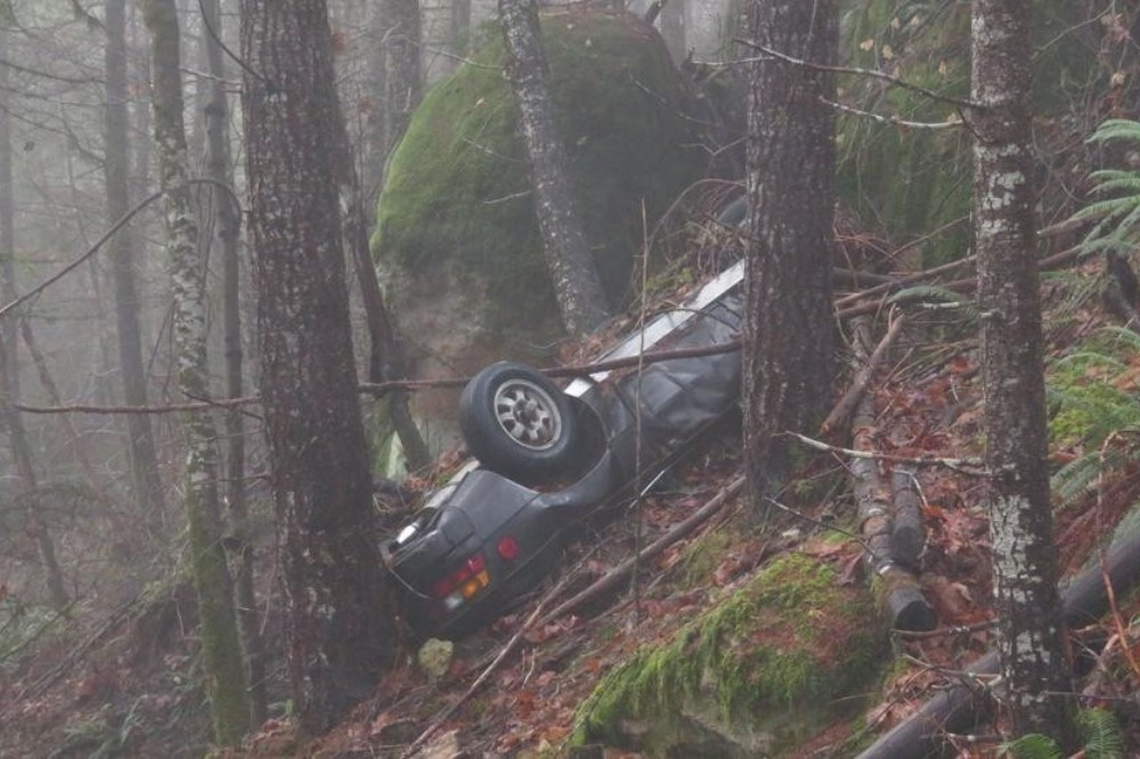 Un Porsche 924 robado en 1991 aparece estrellado en un bosque