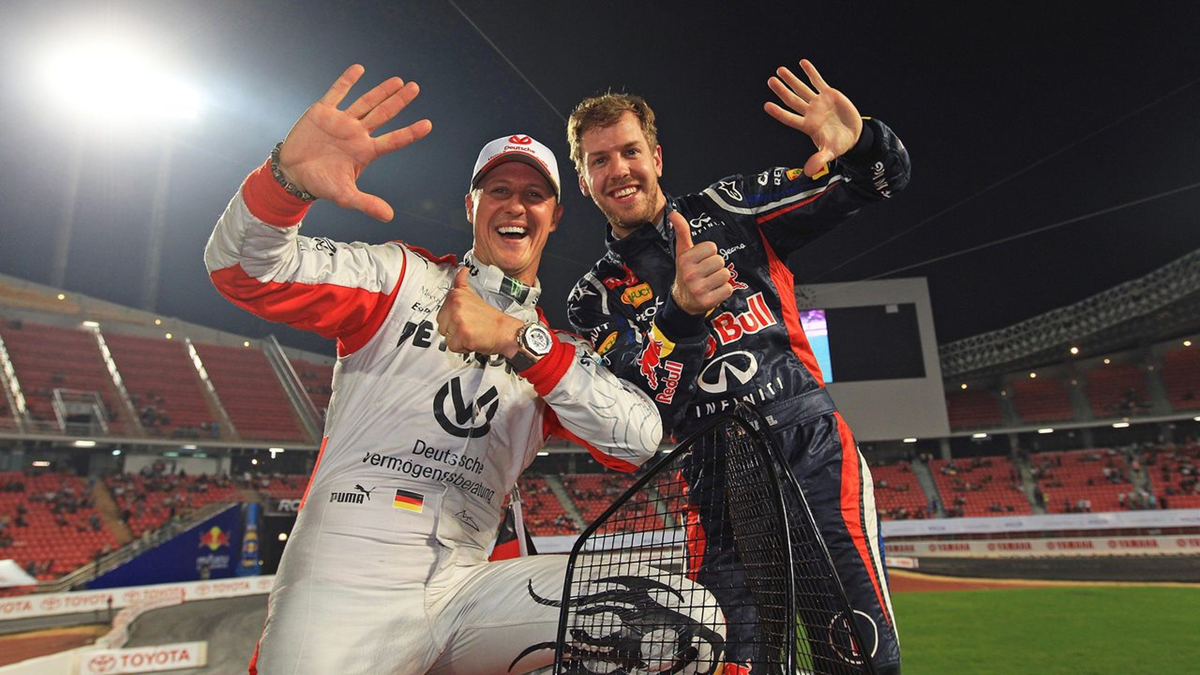 Sebastian Vettel y Michael Schumacher en la Carrera de Campeones