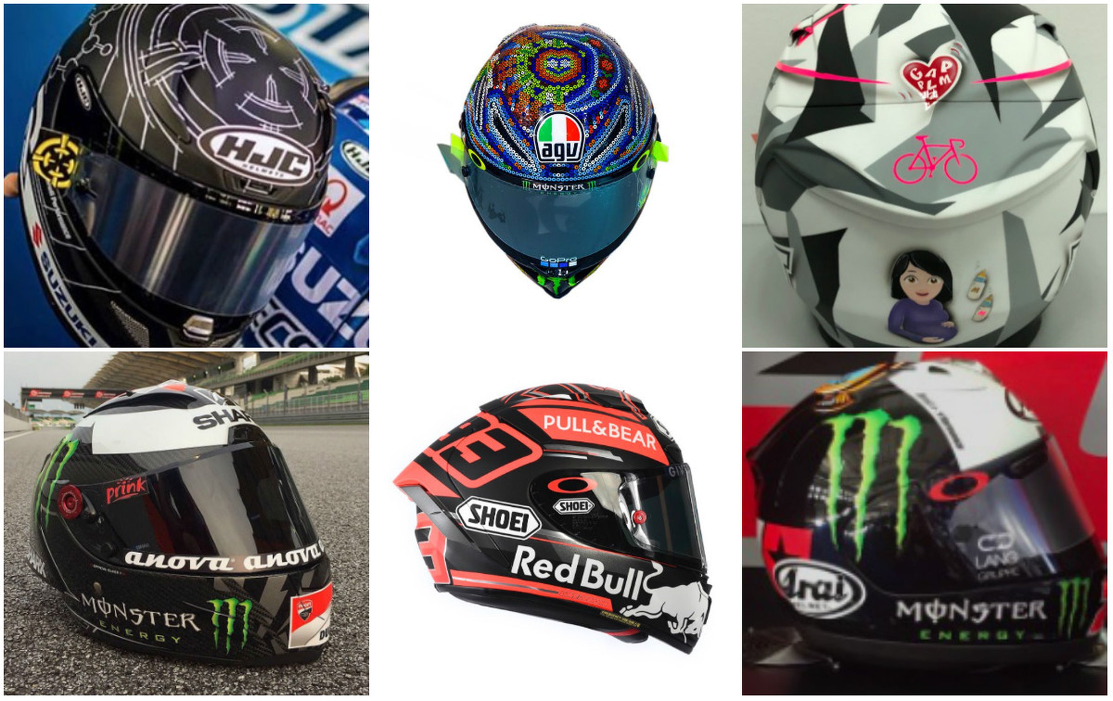 Los cascos de los pilotos de MotoGP para los test de pretemporada