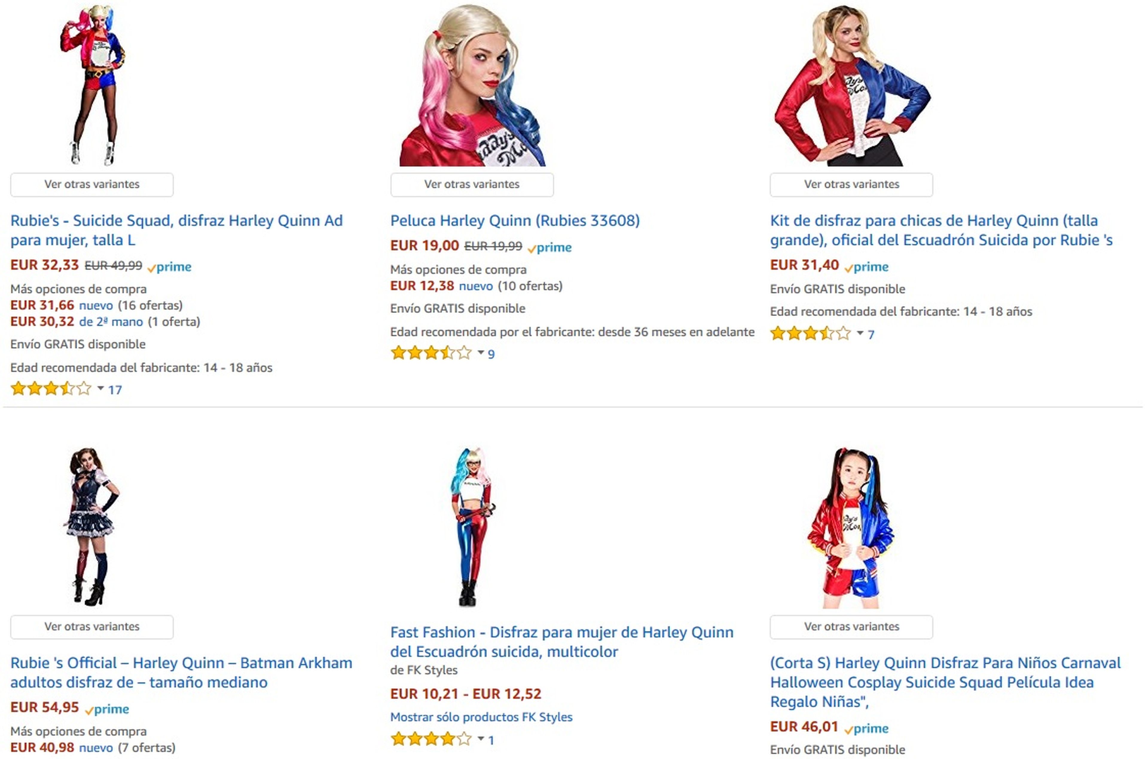 Disfraces de Harley Quinn en Amazon