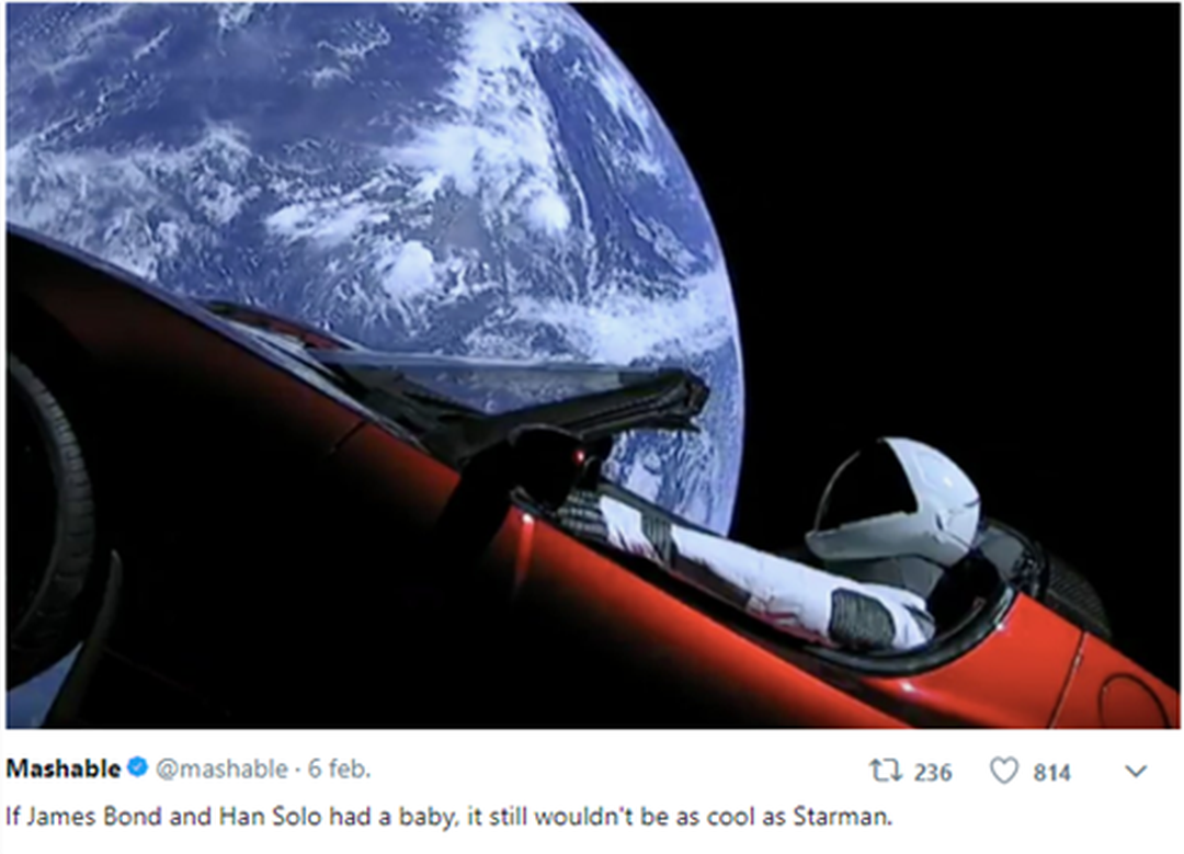 Los mejores memes del tesla Roadster que vaga por el espacio
