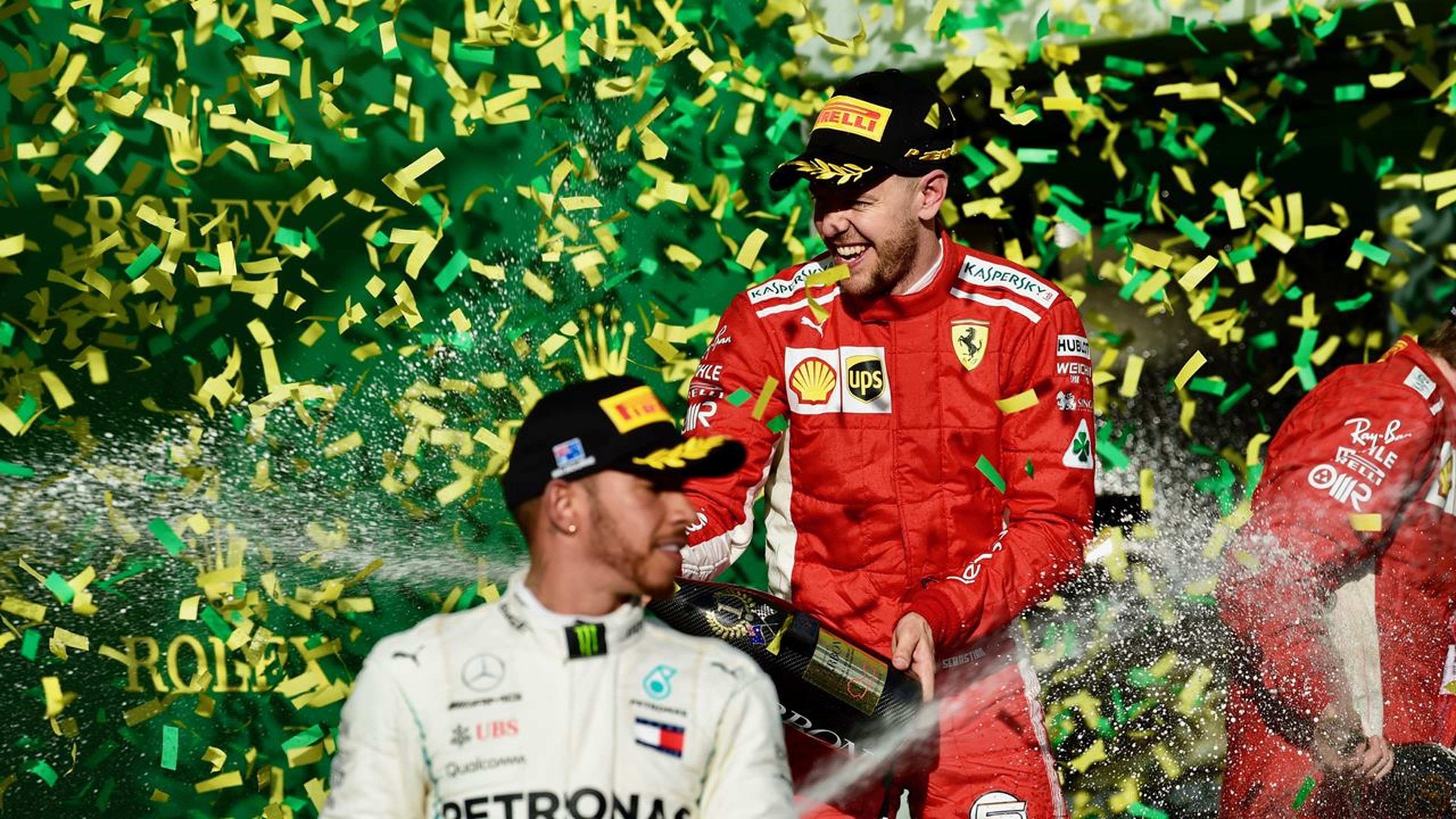 Hamilton y Vettel en el podio