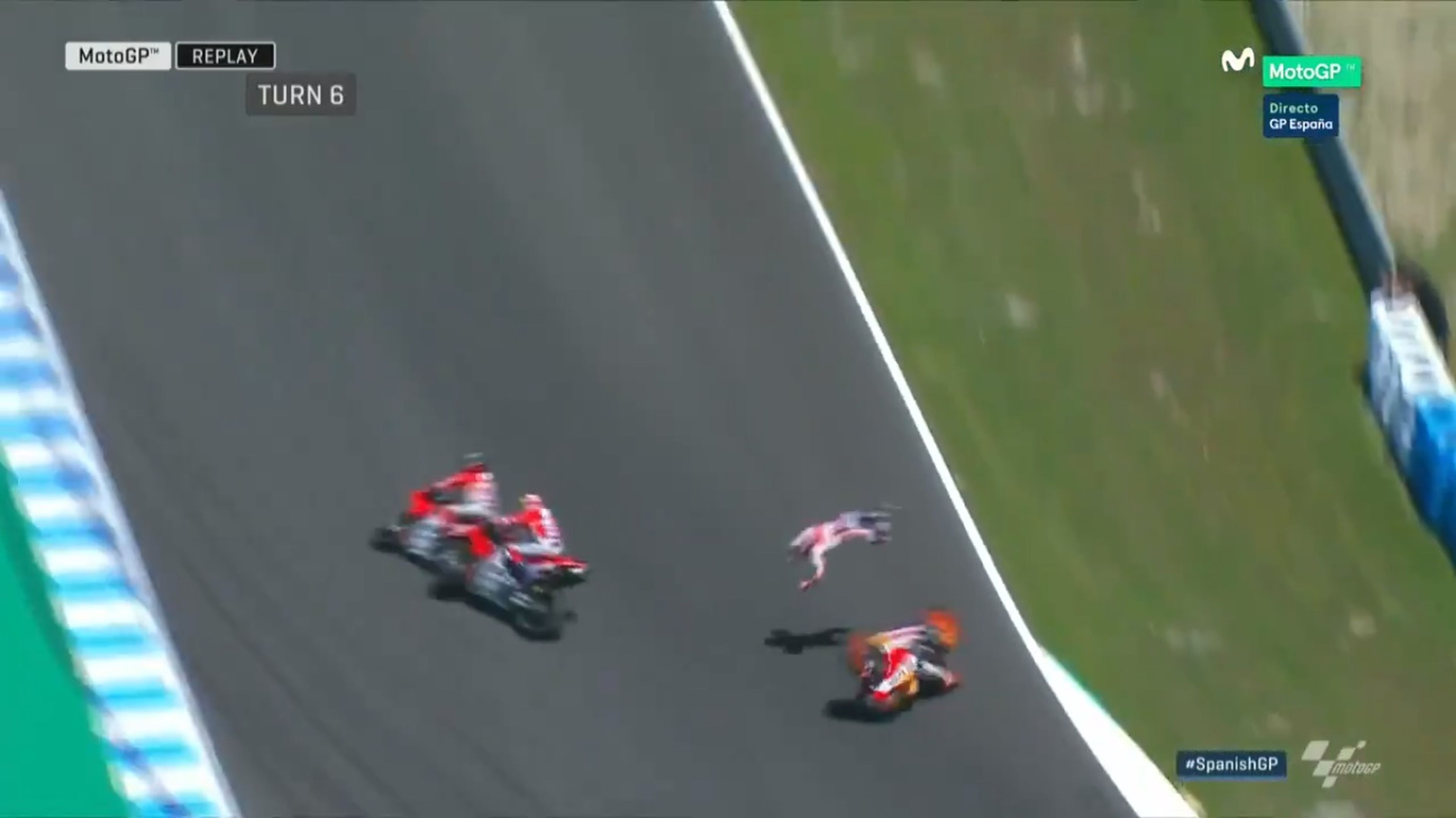 Accidente espectacular entre Pedrosa, Lorenzo y Dovizioso en Jerez