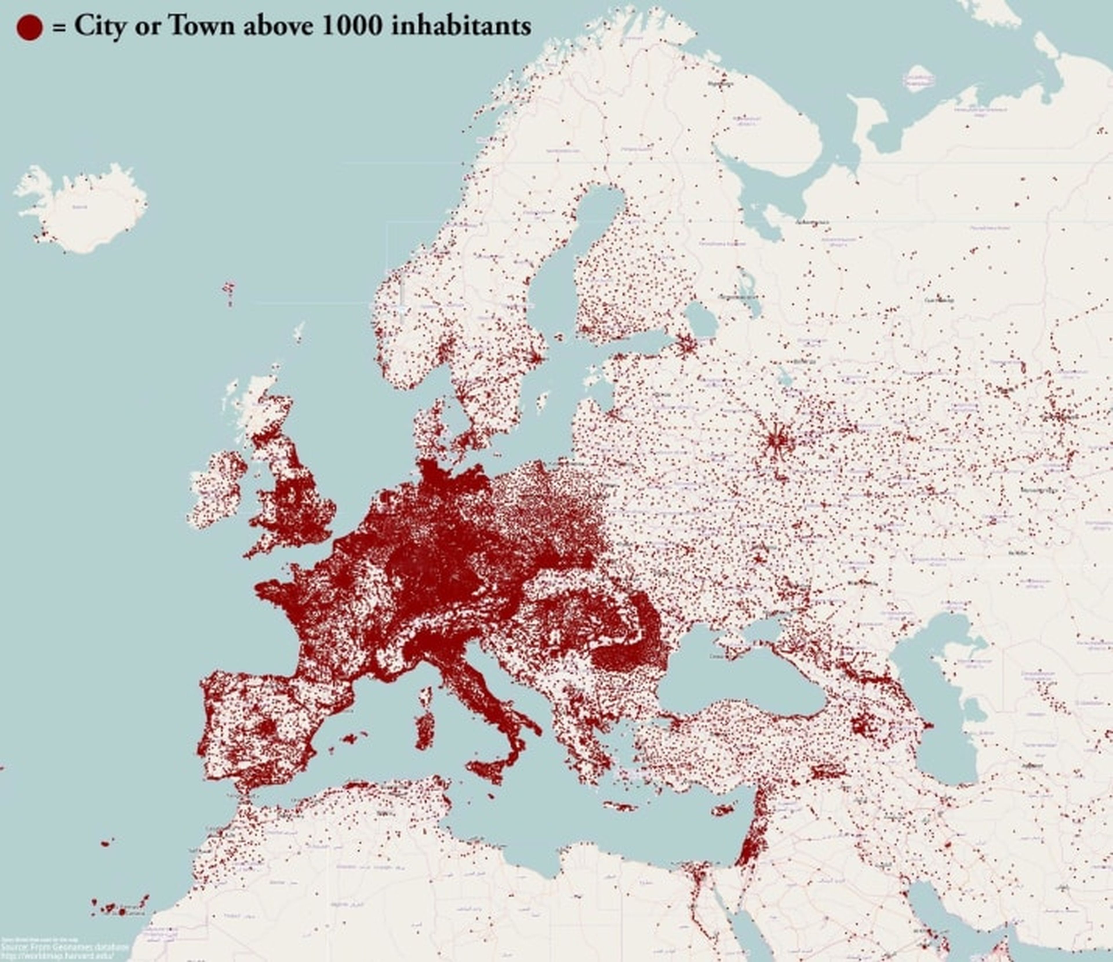 Estas son todas las ciudades con más de 1.000 habitantes