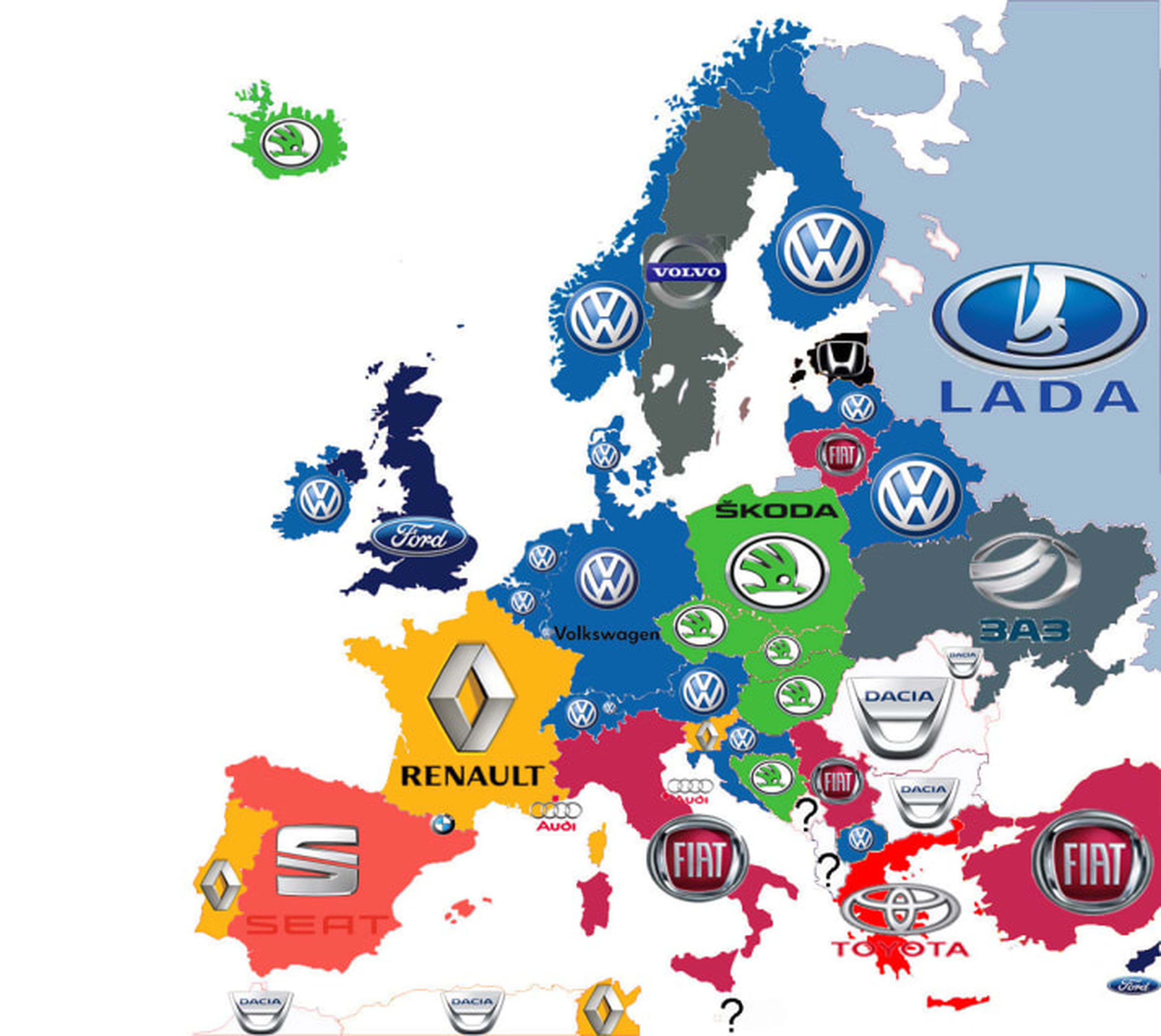 LLas marcas de coches más vendidas en los países europeos