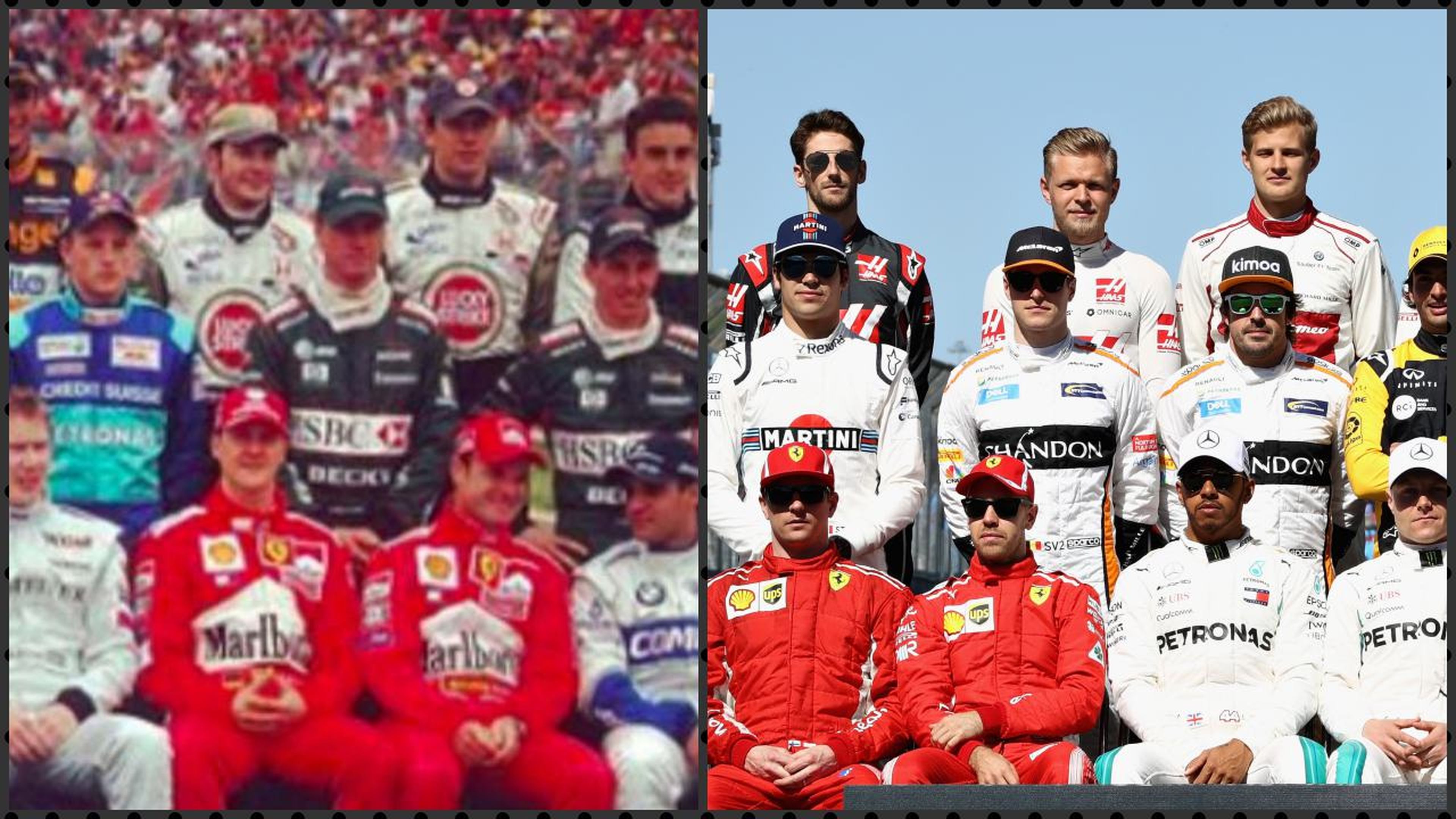 Parrilla F1 2001 y 2018