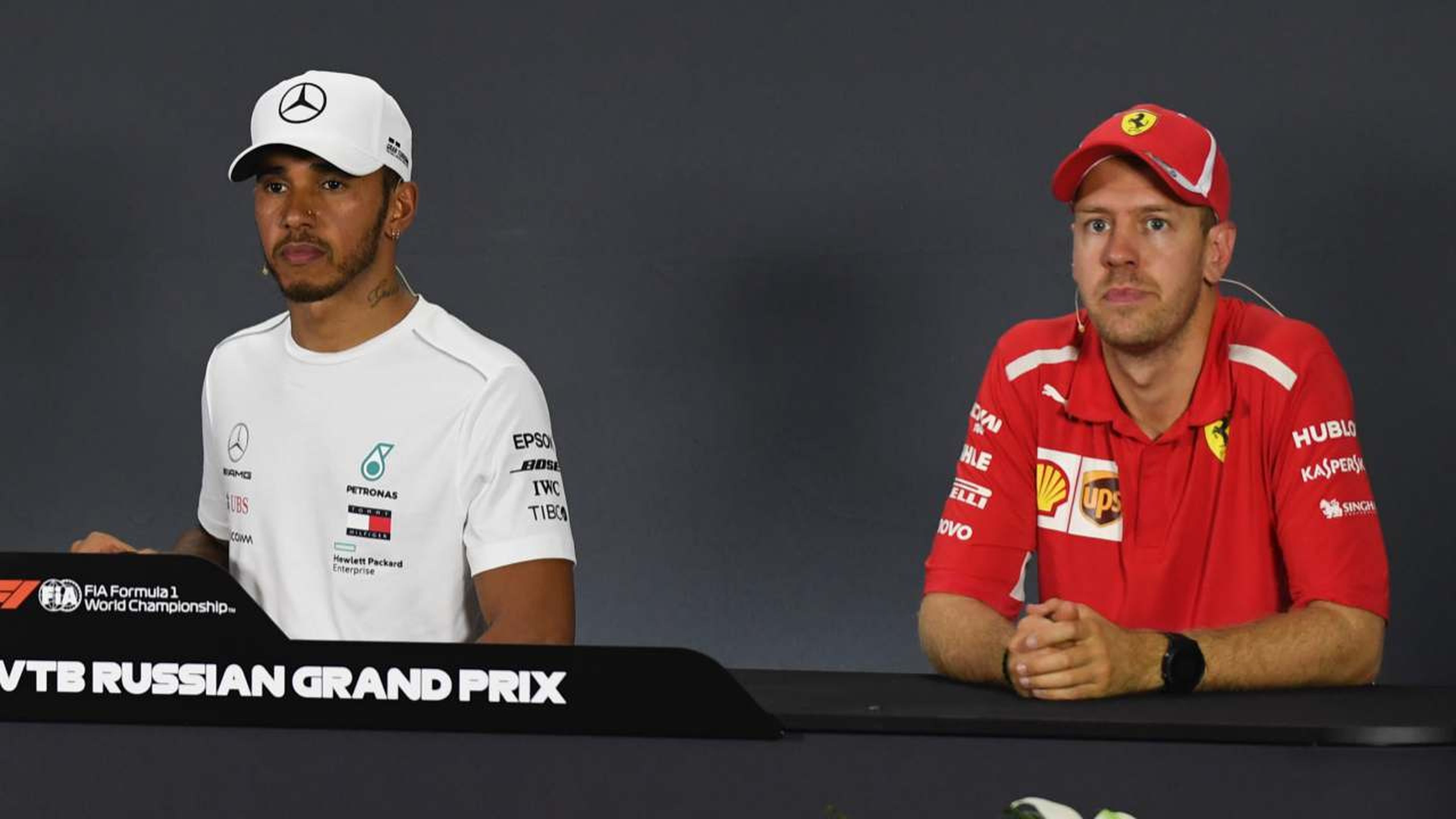 Hamilton y Vettel ante la prensa