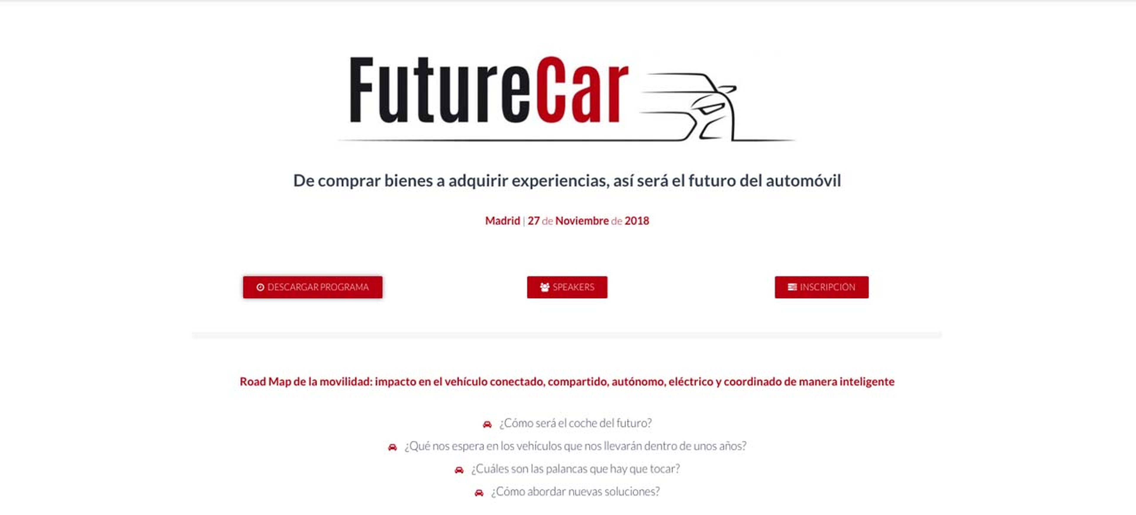 Página web de 'Future Car 2018'