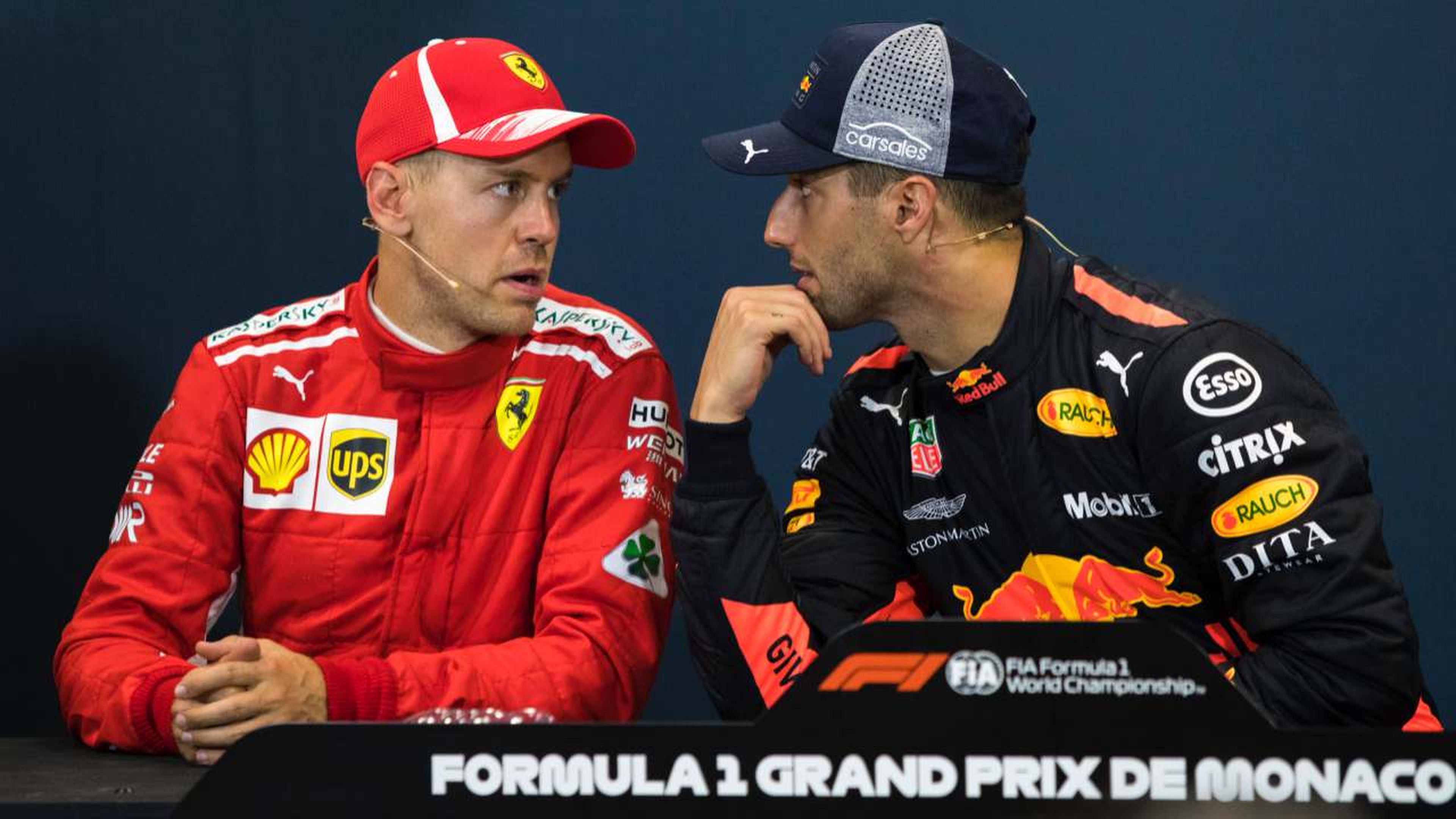 Ricciardo y Vettel en la rueda de prensa del GP de Mónaco